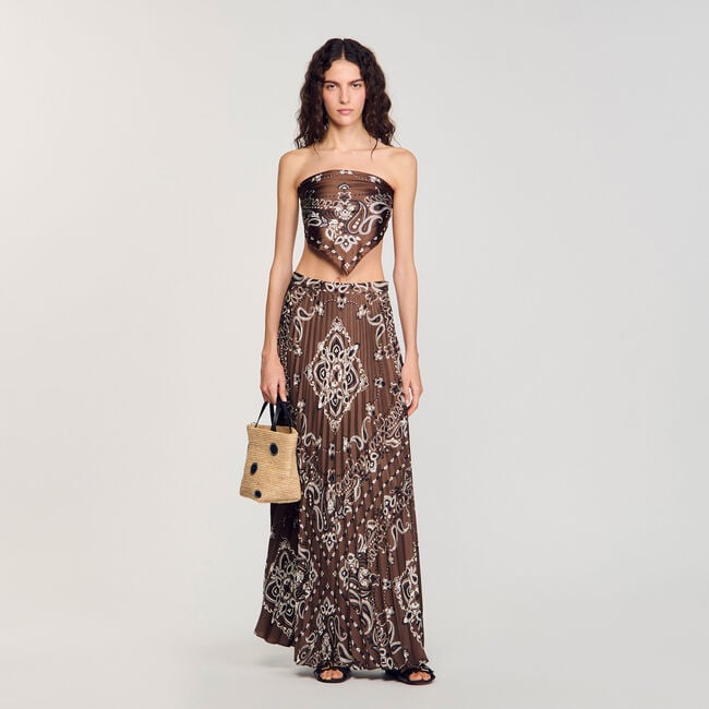 Lange plissé rok bandana print.