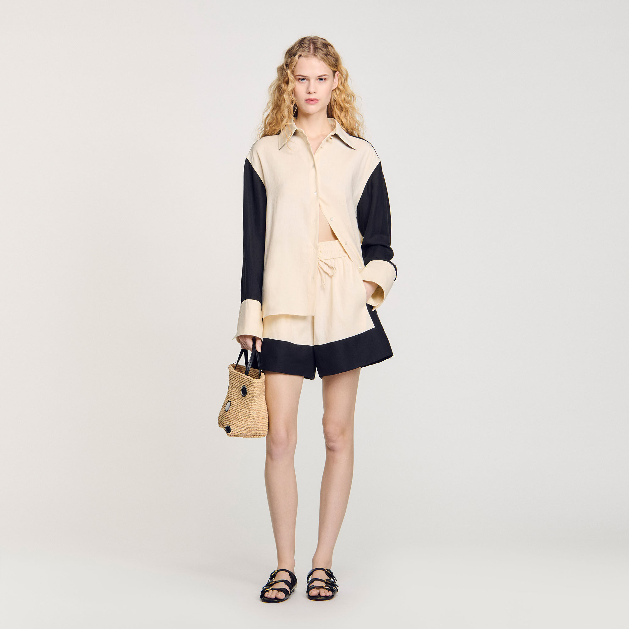 Overhemdblouse tweekleurig