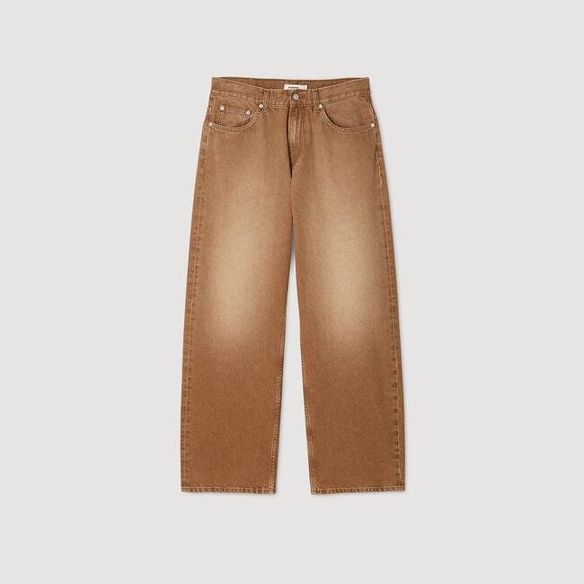 Jeans baggy fit van verbleekt katoen