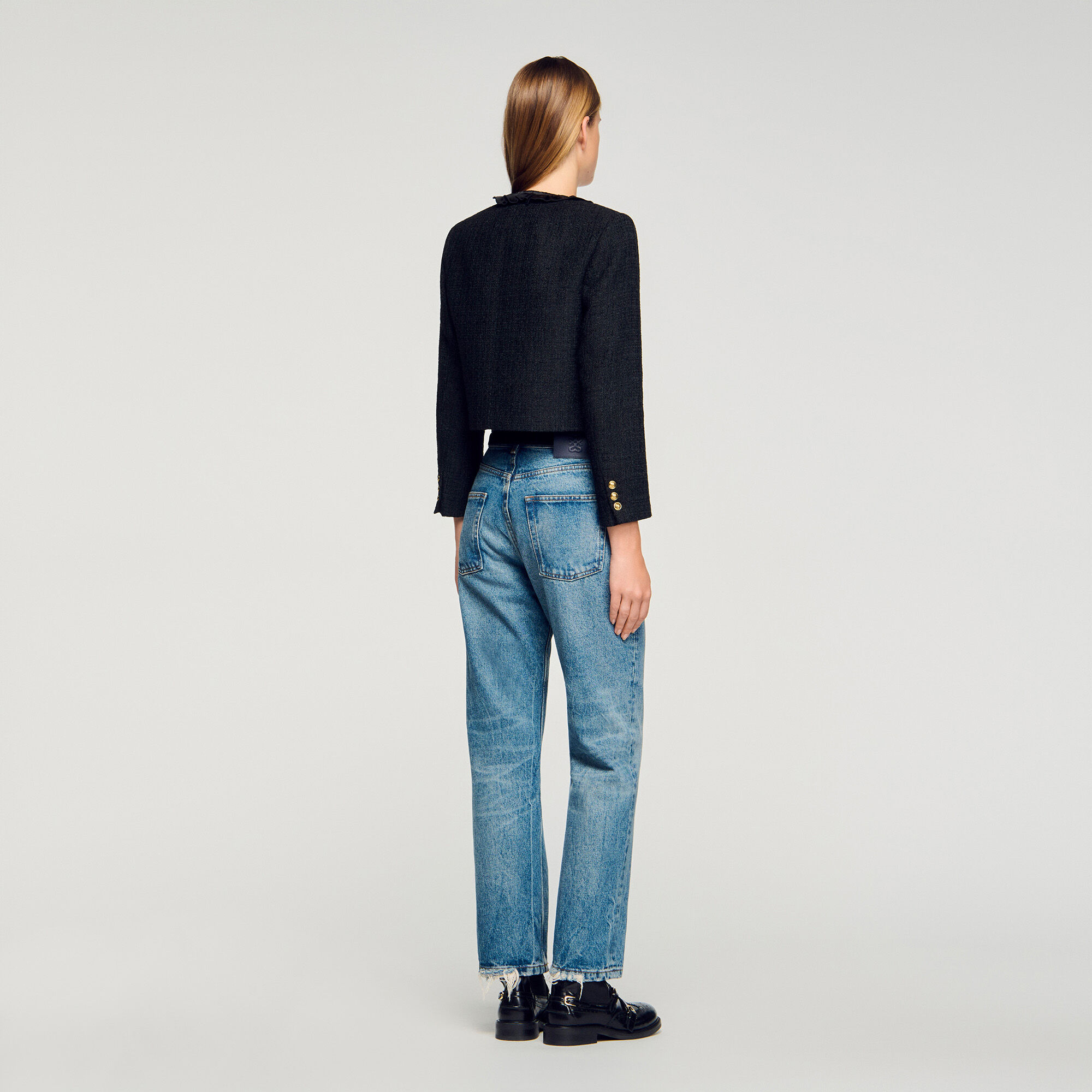Tweed jasje met ruches