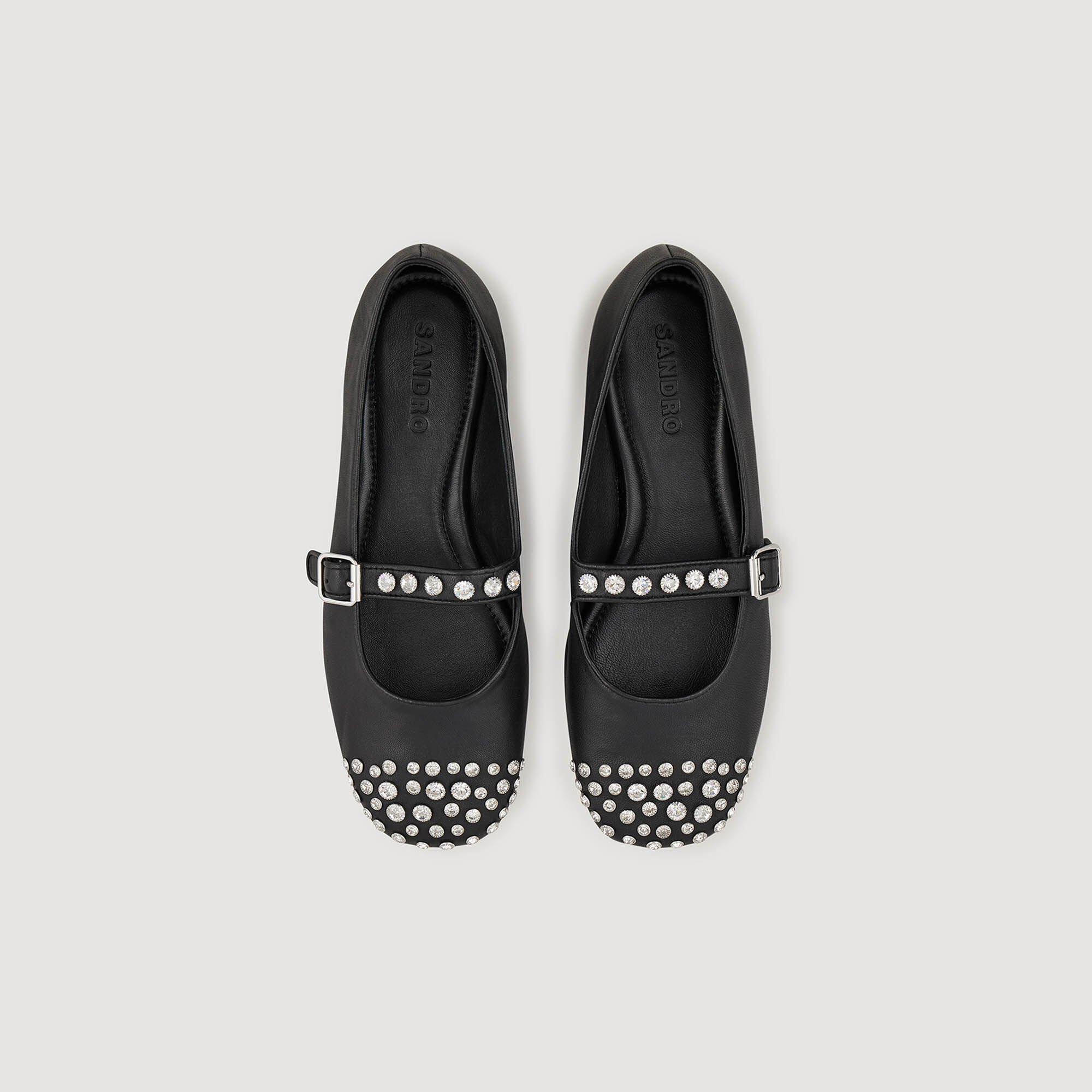 Leren ballerina's met stras