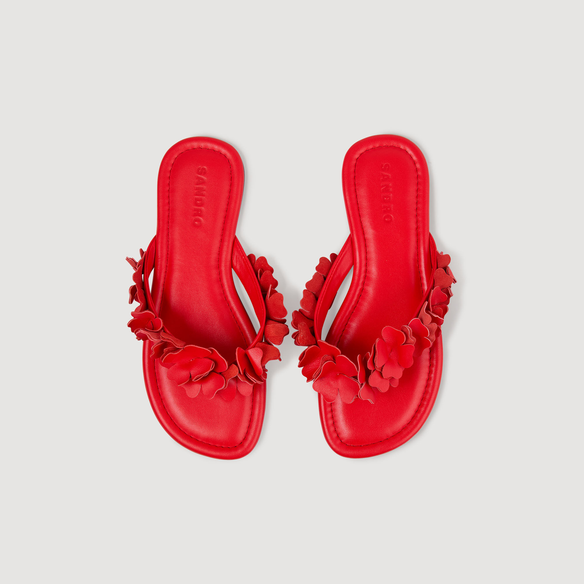 Leren sandalen met bloemen