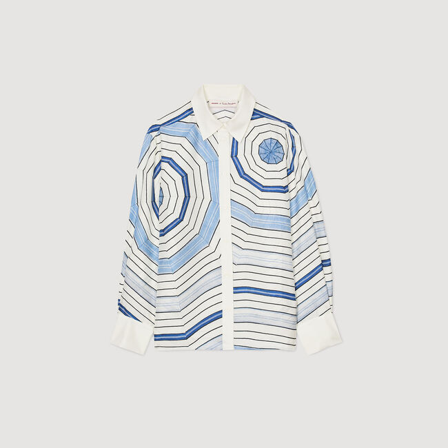 Overhemdblouse zijde Spirales print