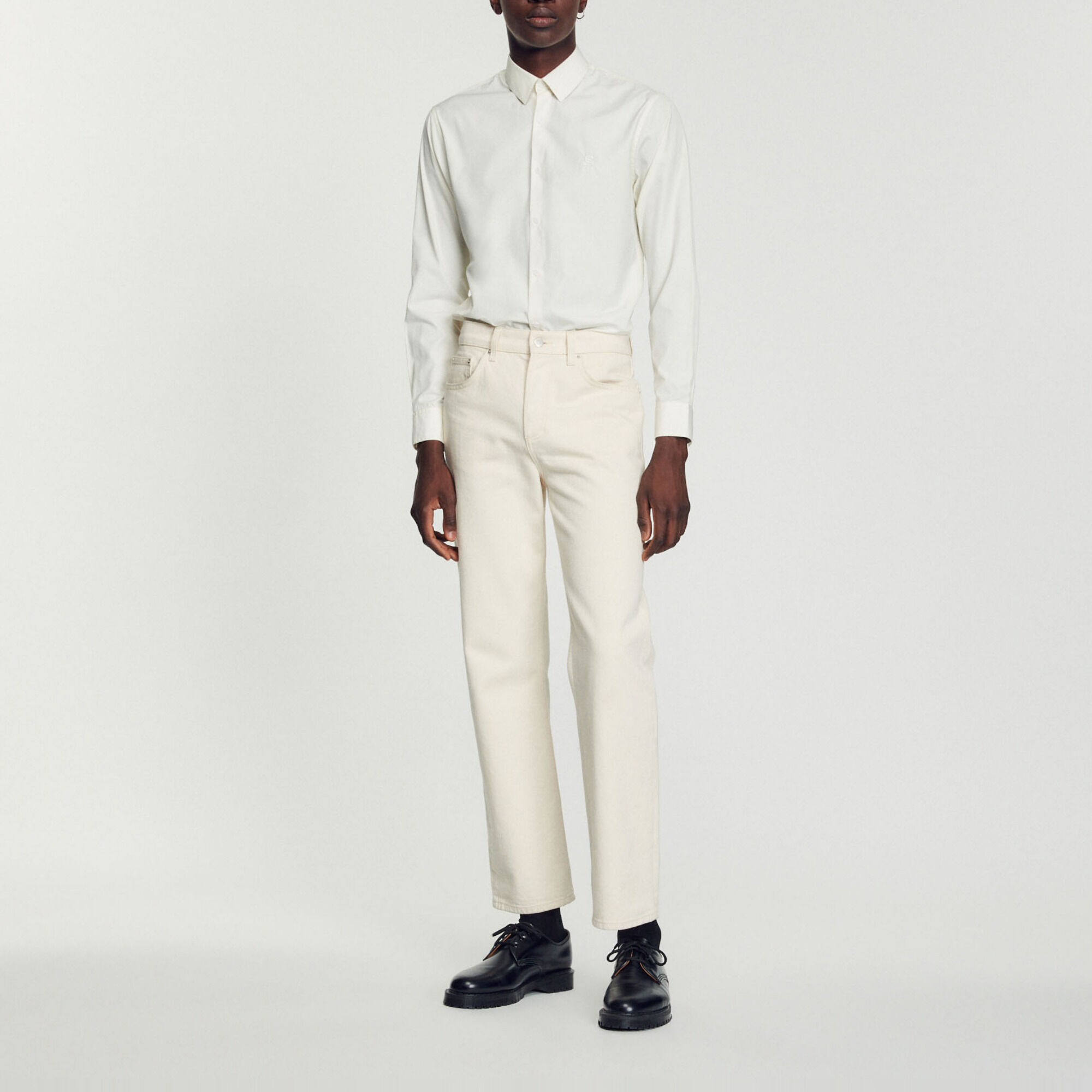 Katoenen blouse met geborduurd logo
