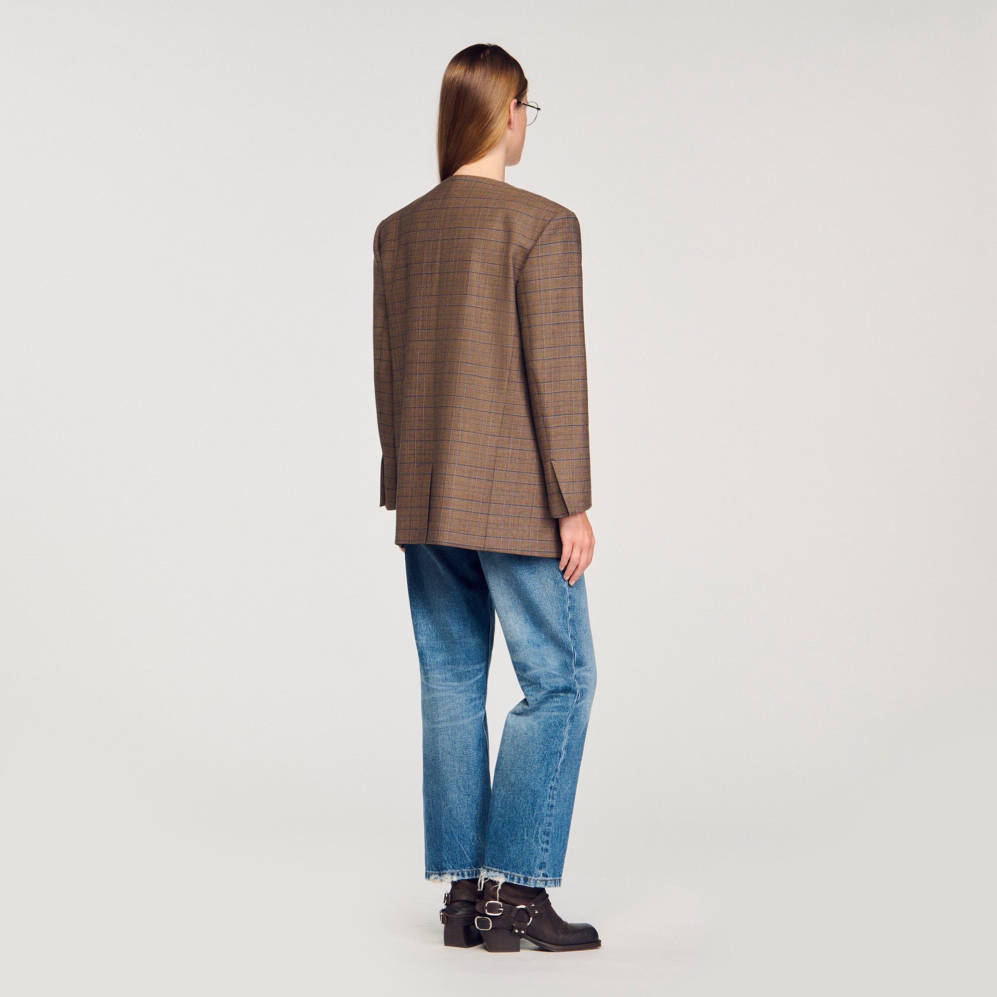 Oversized geruit jasje