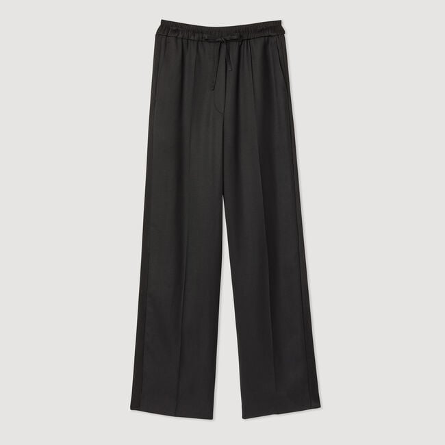 Wijde pantalon met satijnen zijband