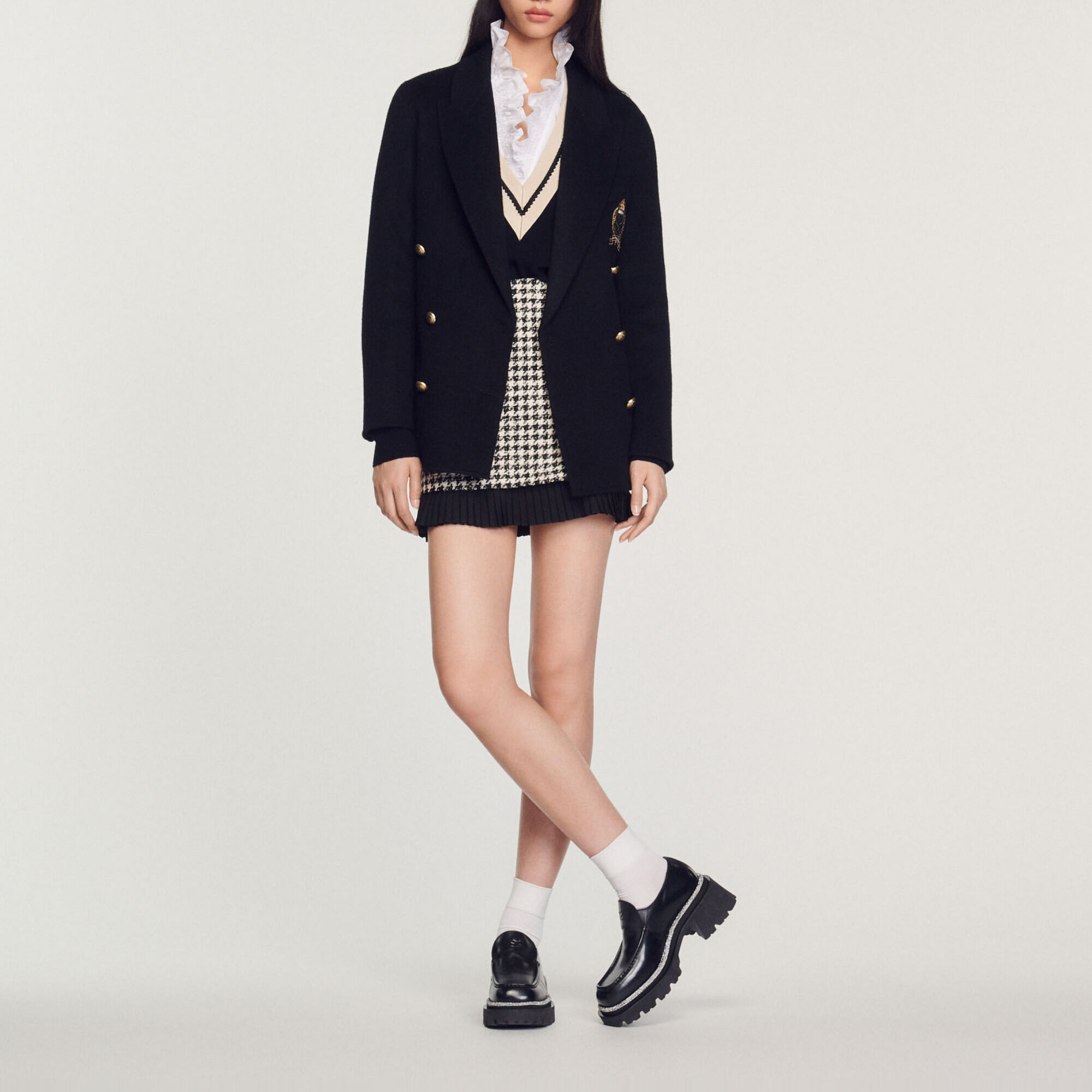 Trui met contrasterende V-hals