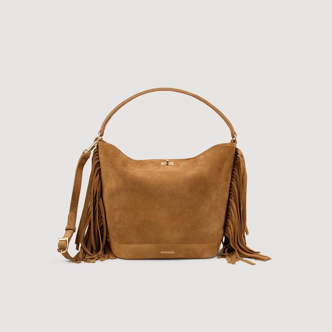 Tas bucket bag suède franjes