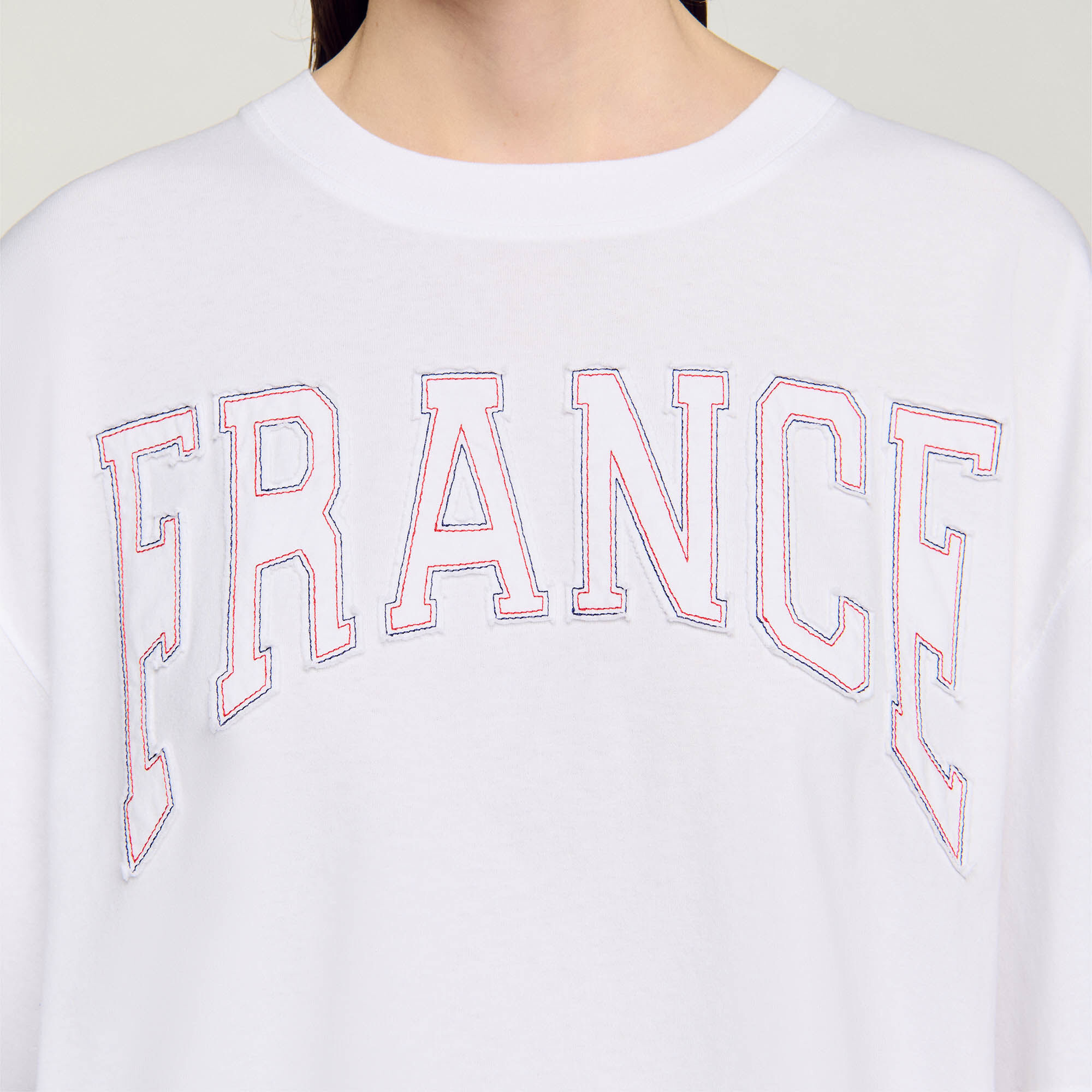 T-shirt kort geborduurd France