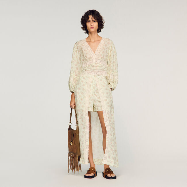 Korte top met bloemenprint