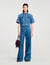 Korte denim overhemdblouse