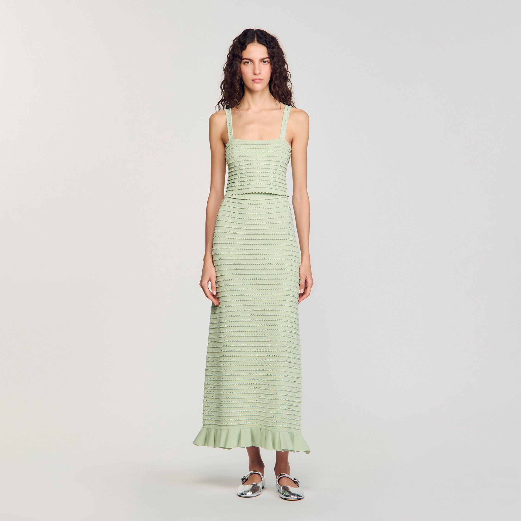 Korte top tricot stras