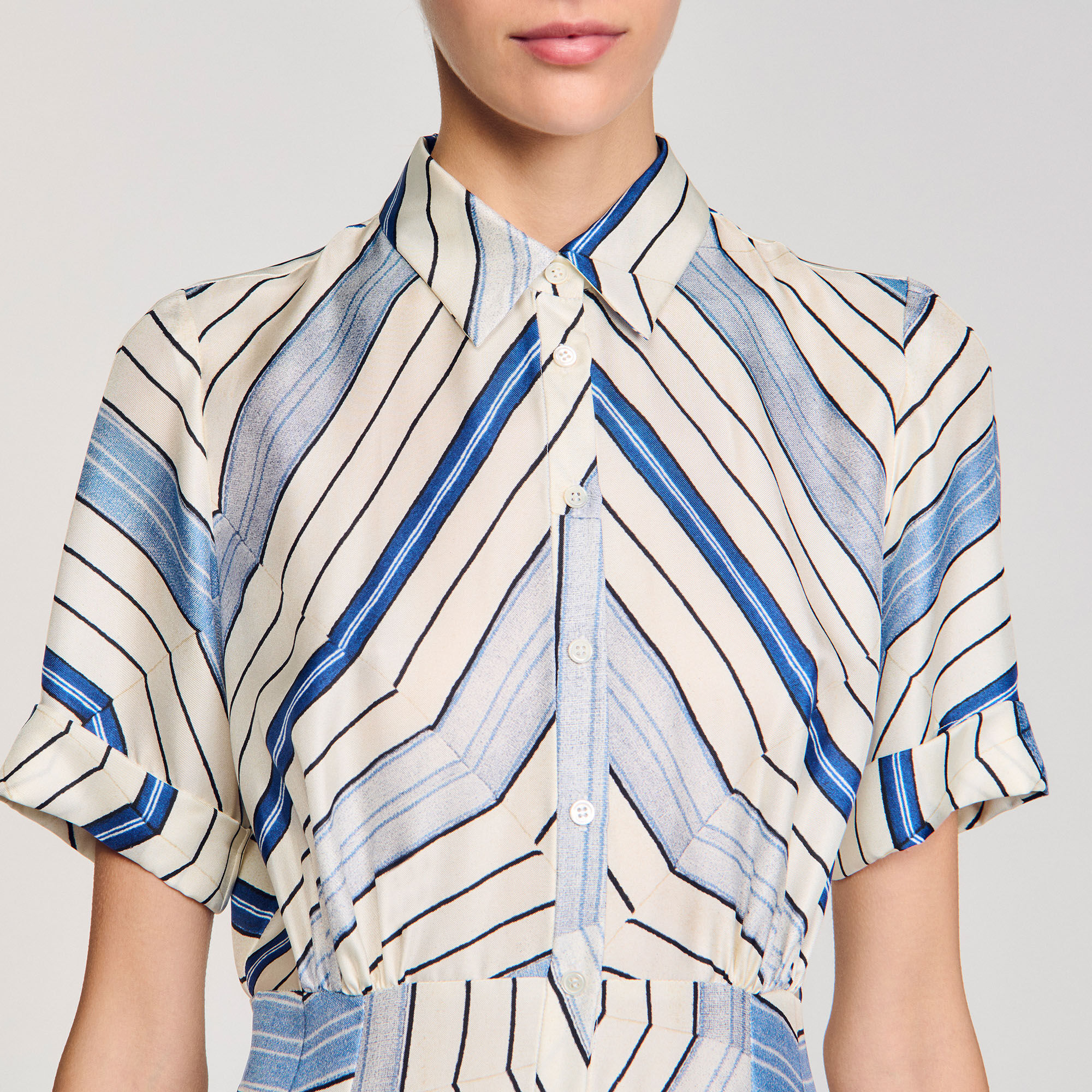 Midi jurk zijde Spirales print