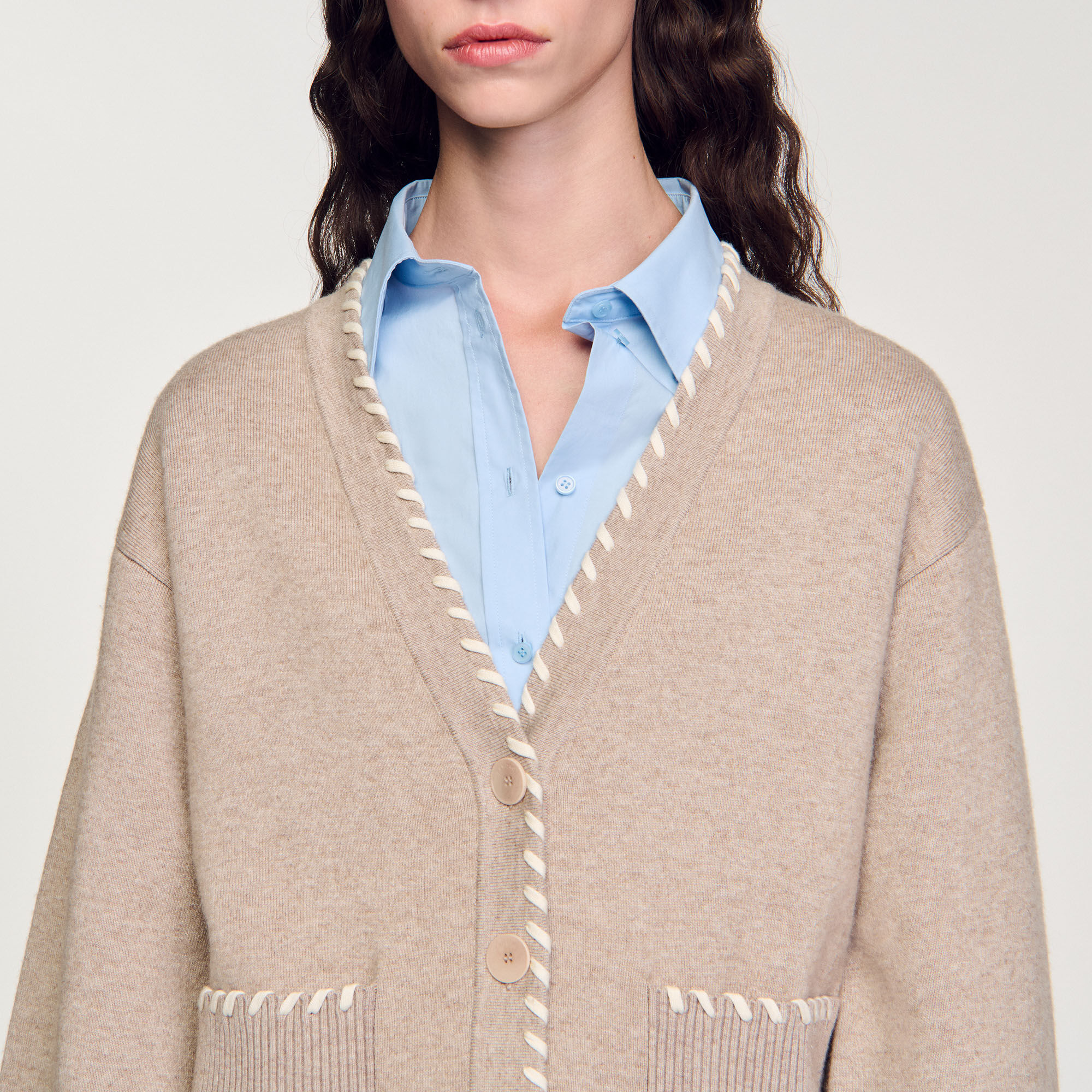 Cardigan vest contrasterende bies