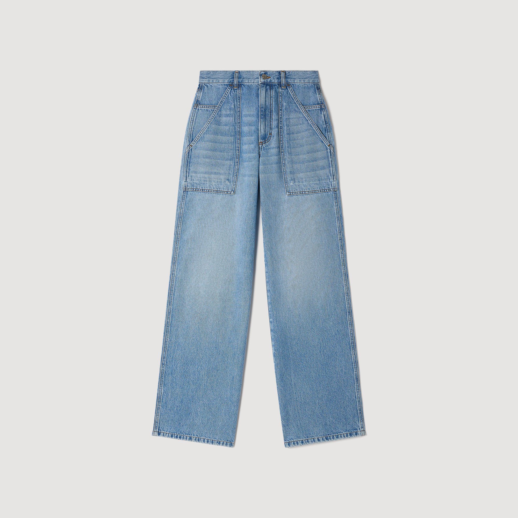 Rechte wijde jeans stone washed
