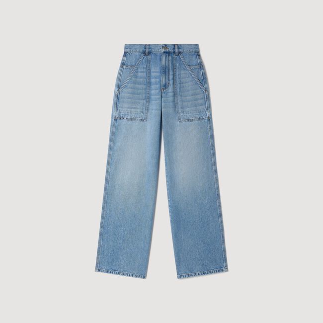 Rechte wijde jeans stone washed