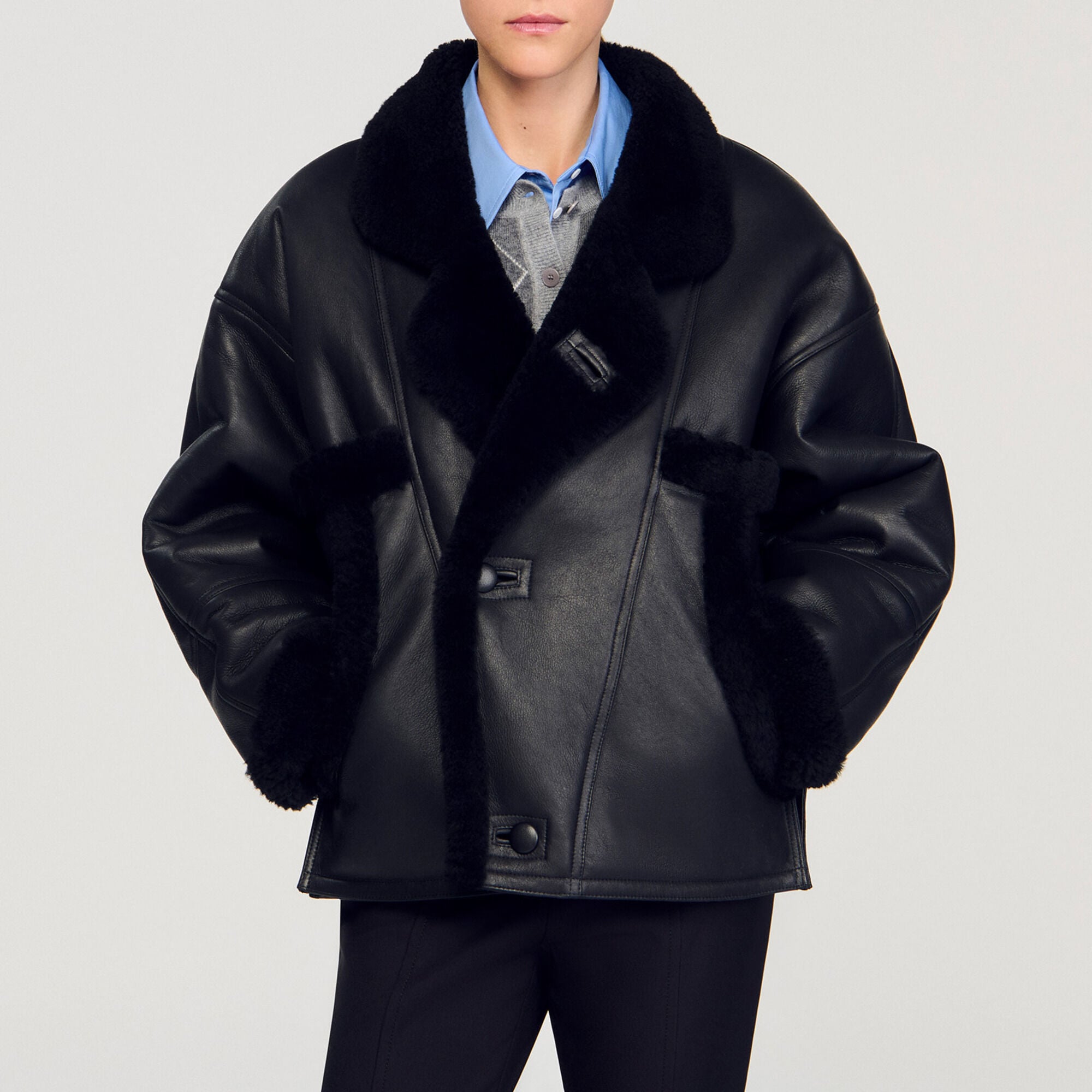 Korte jas van shearling - Vrouw | Sandro