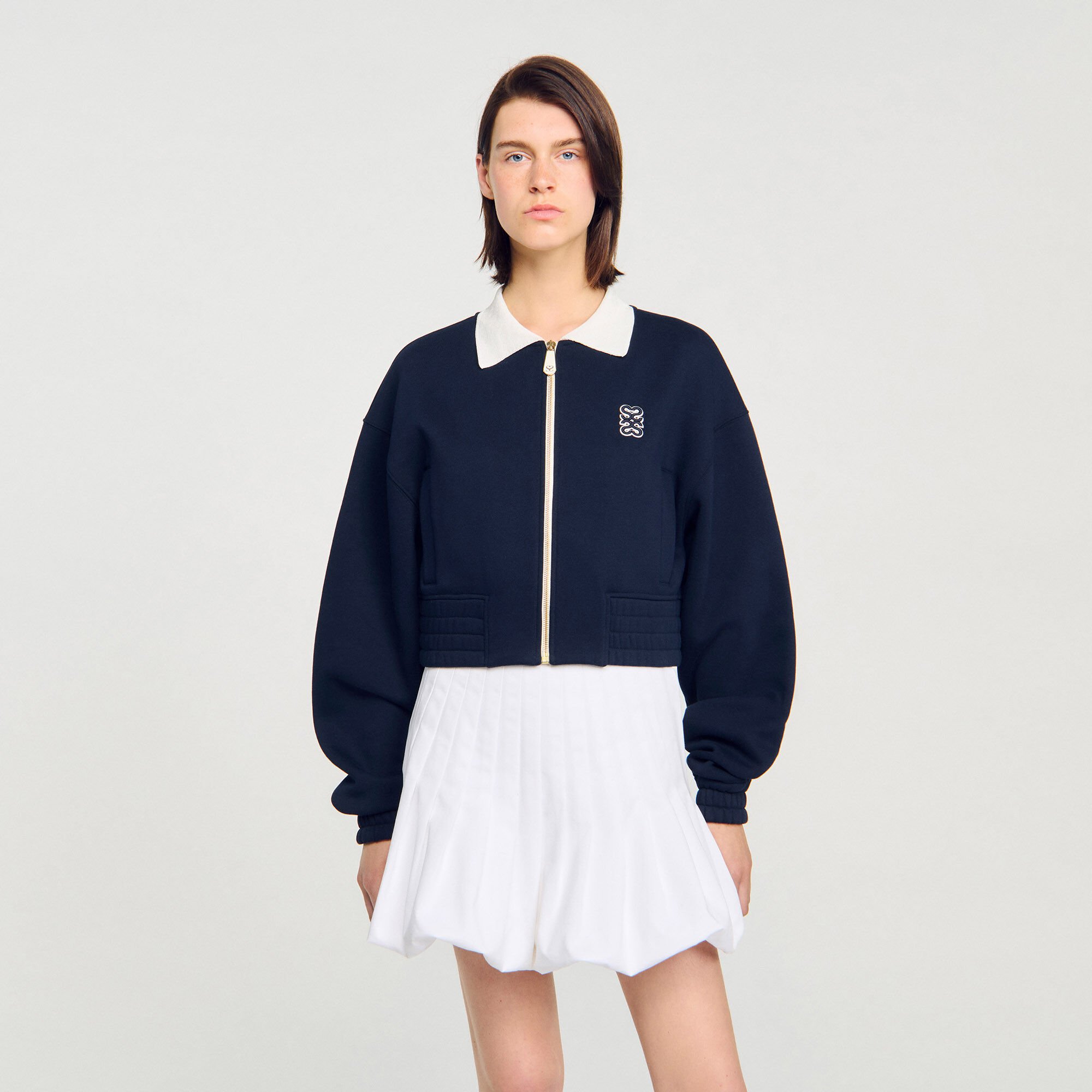 Kort sweatshirt bicolor