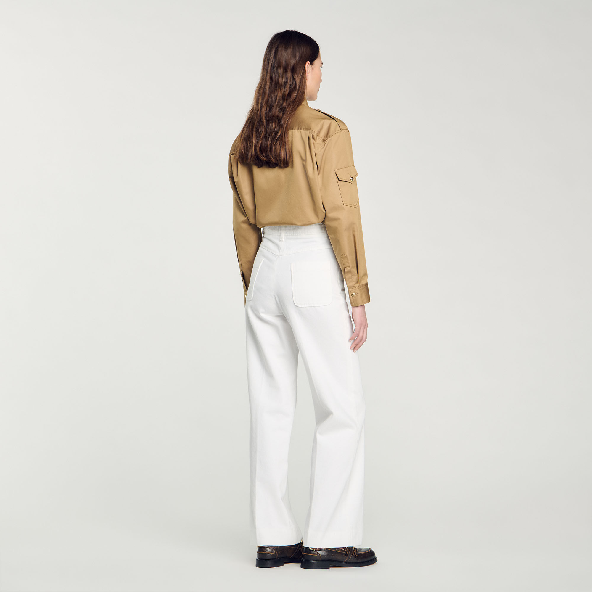 Wijde canvas pantalon
