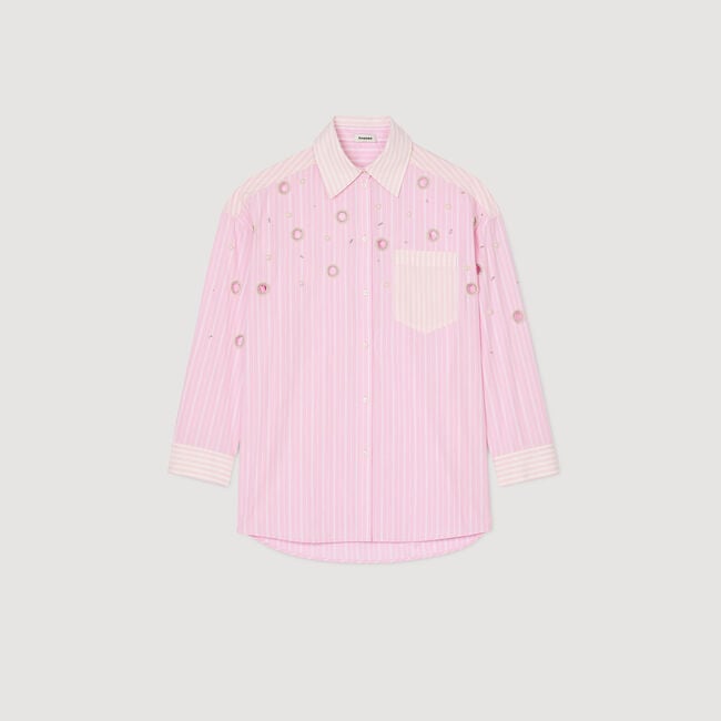 Overhemdblouse gestreept met stras