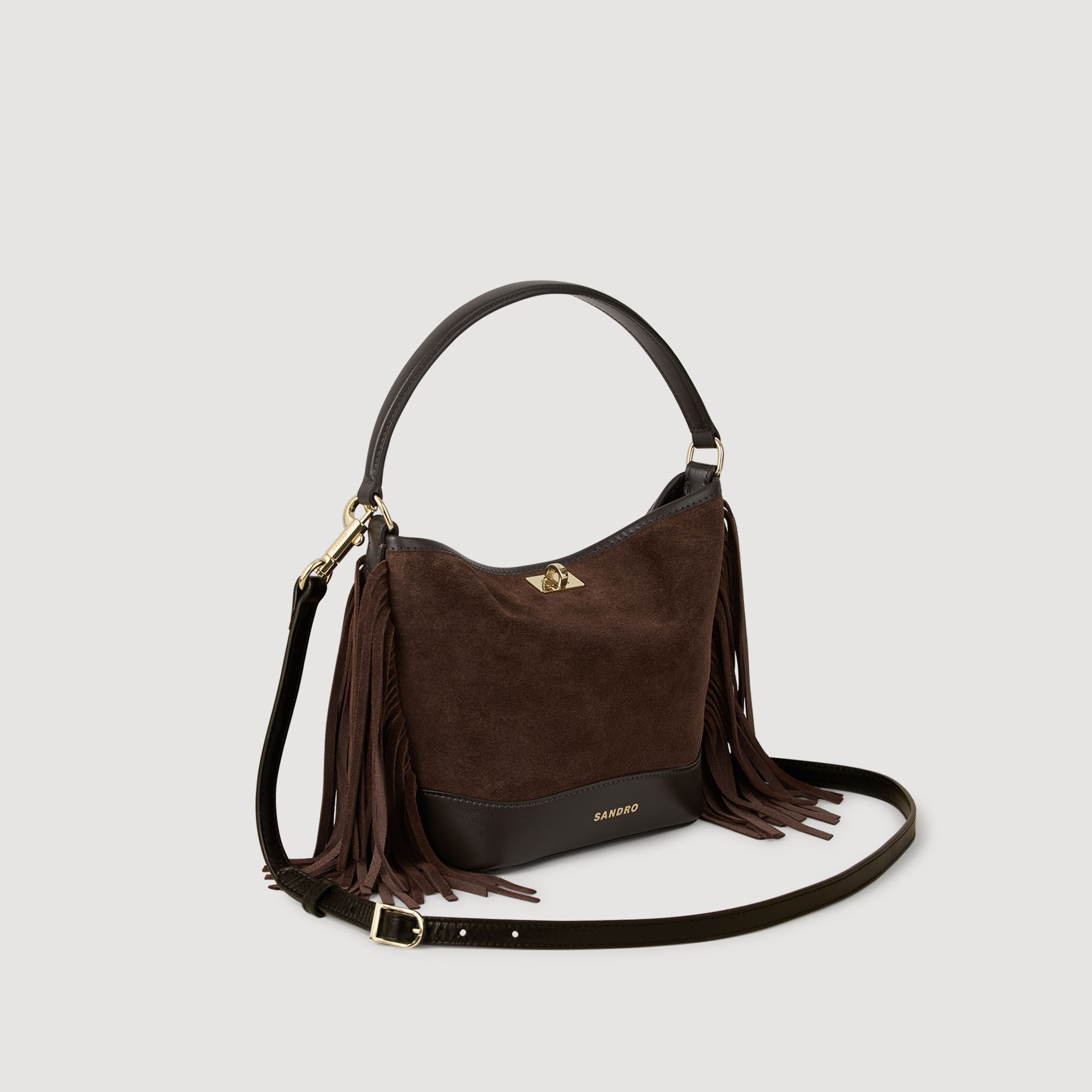 Tas bucket bag suède franjes