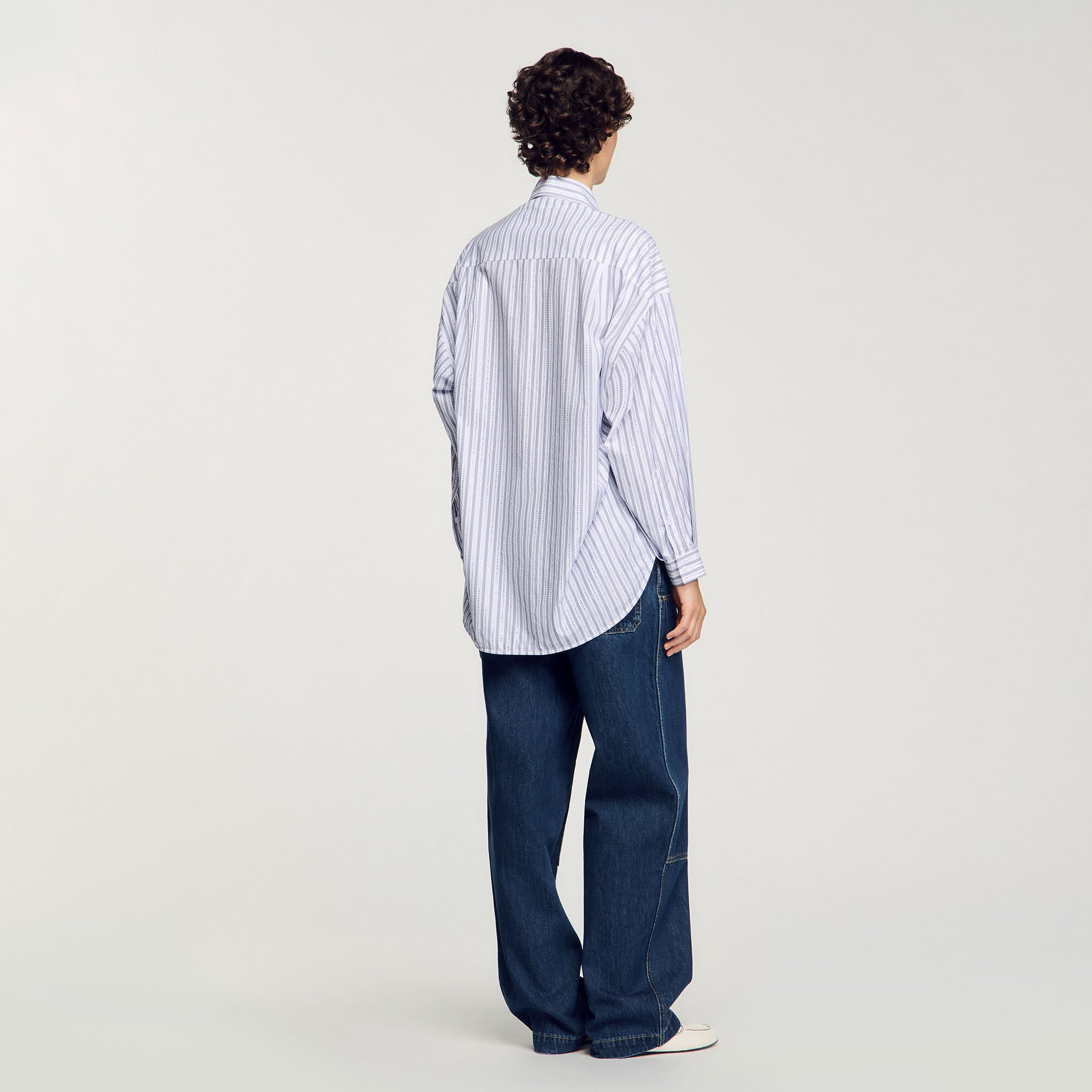 Overhemdblouse gestreept met stras