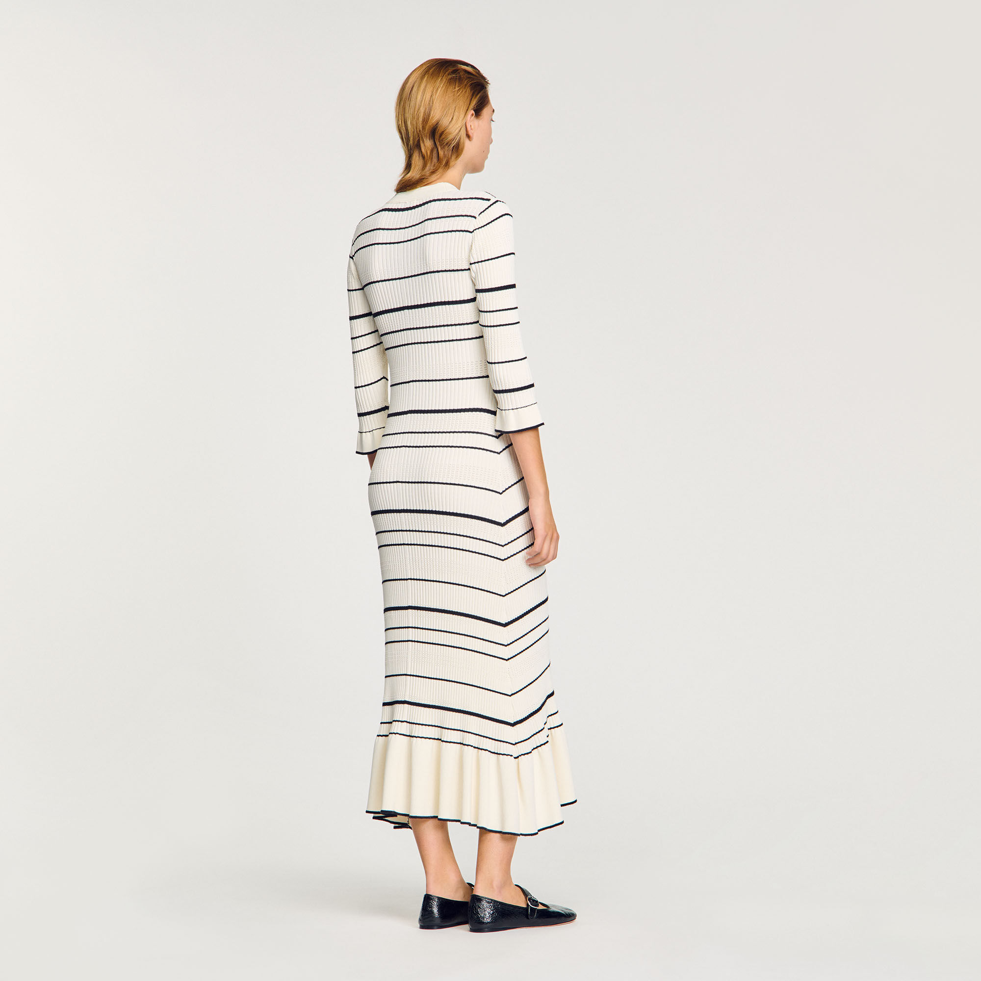 Lange jurk gestreept tricot