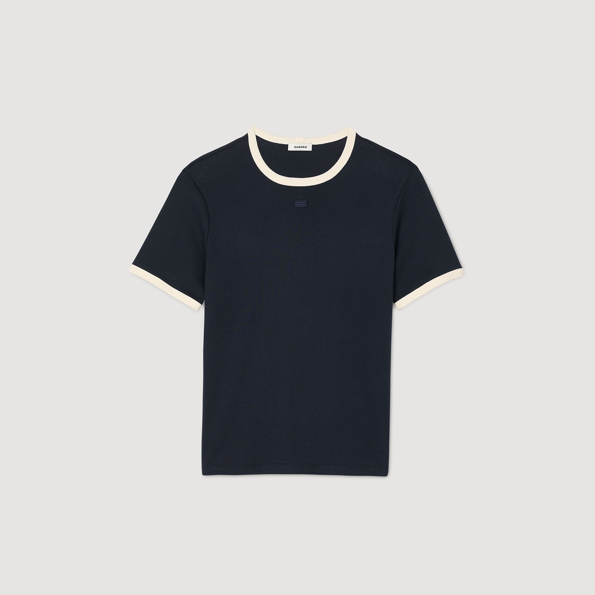 T-shirt tweekleurig met patch