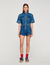 Denim short met volants