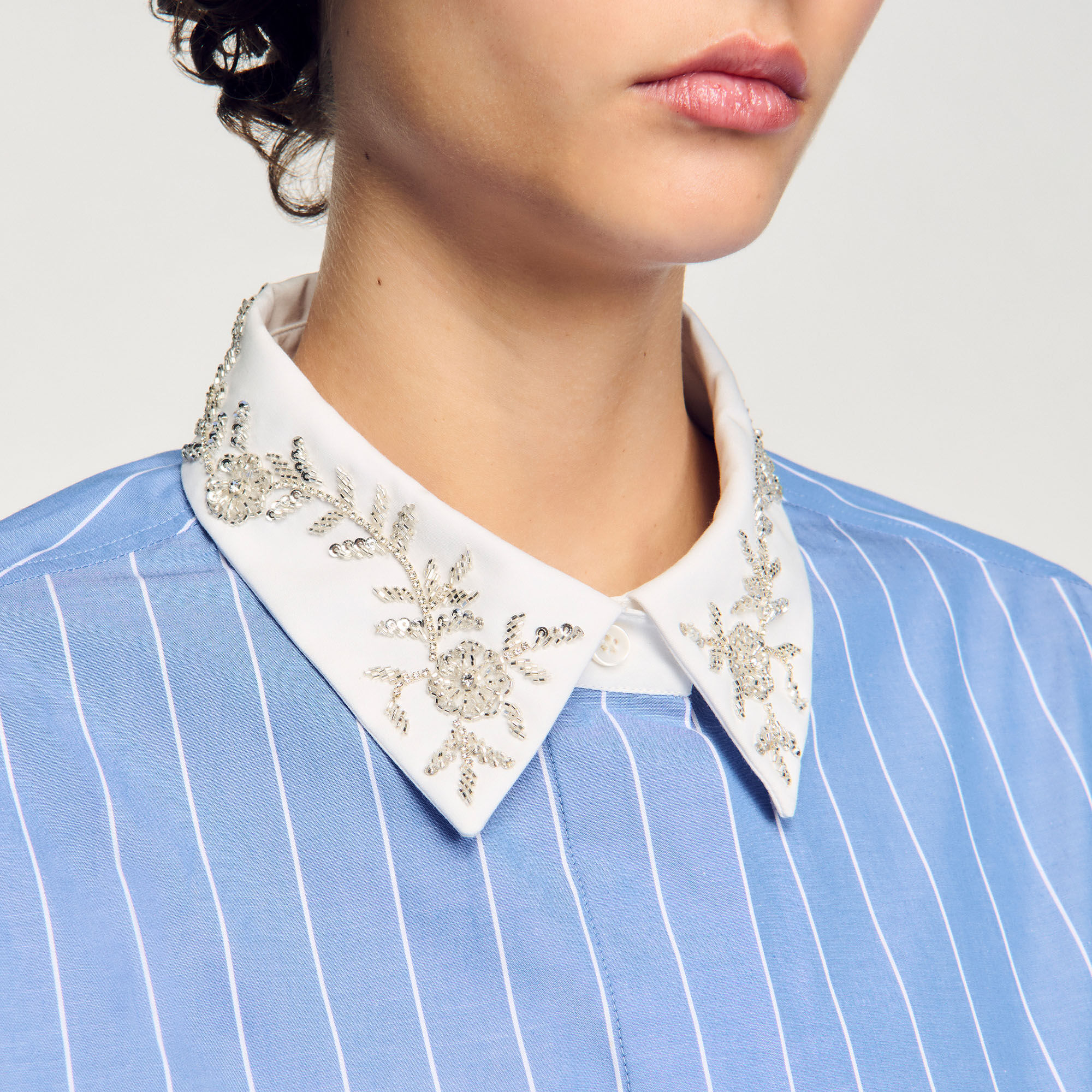Overhemdblouse kort gestreept