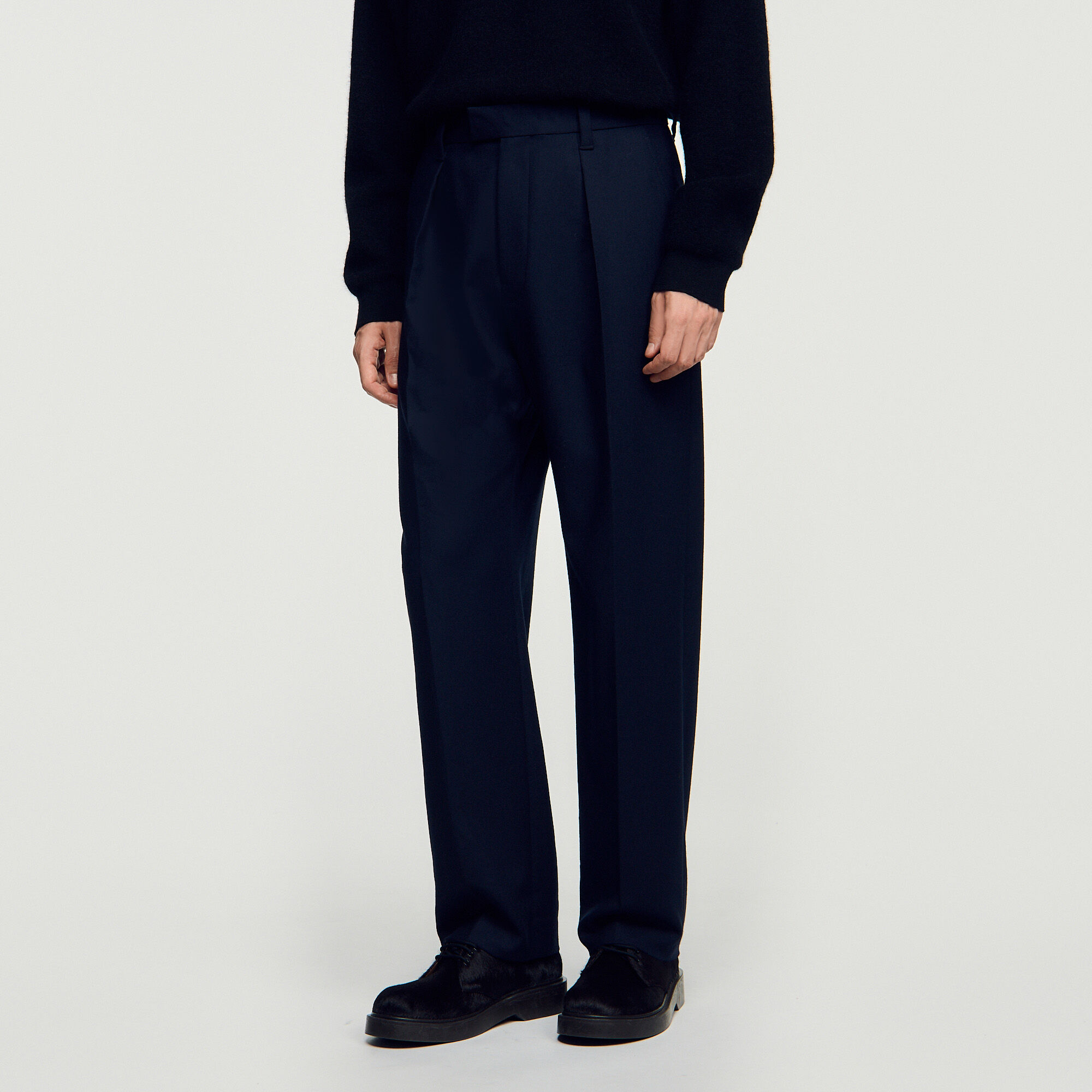 Wijdvallende broek van wol - Man | Sandro
