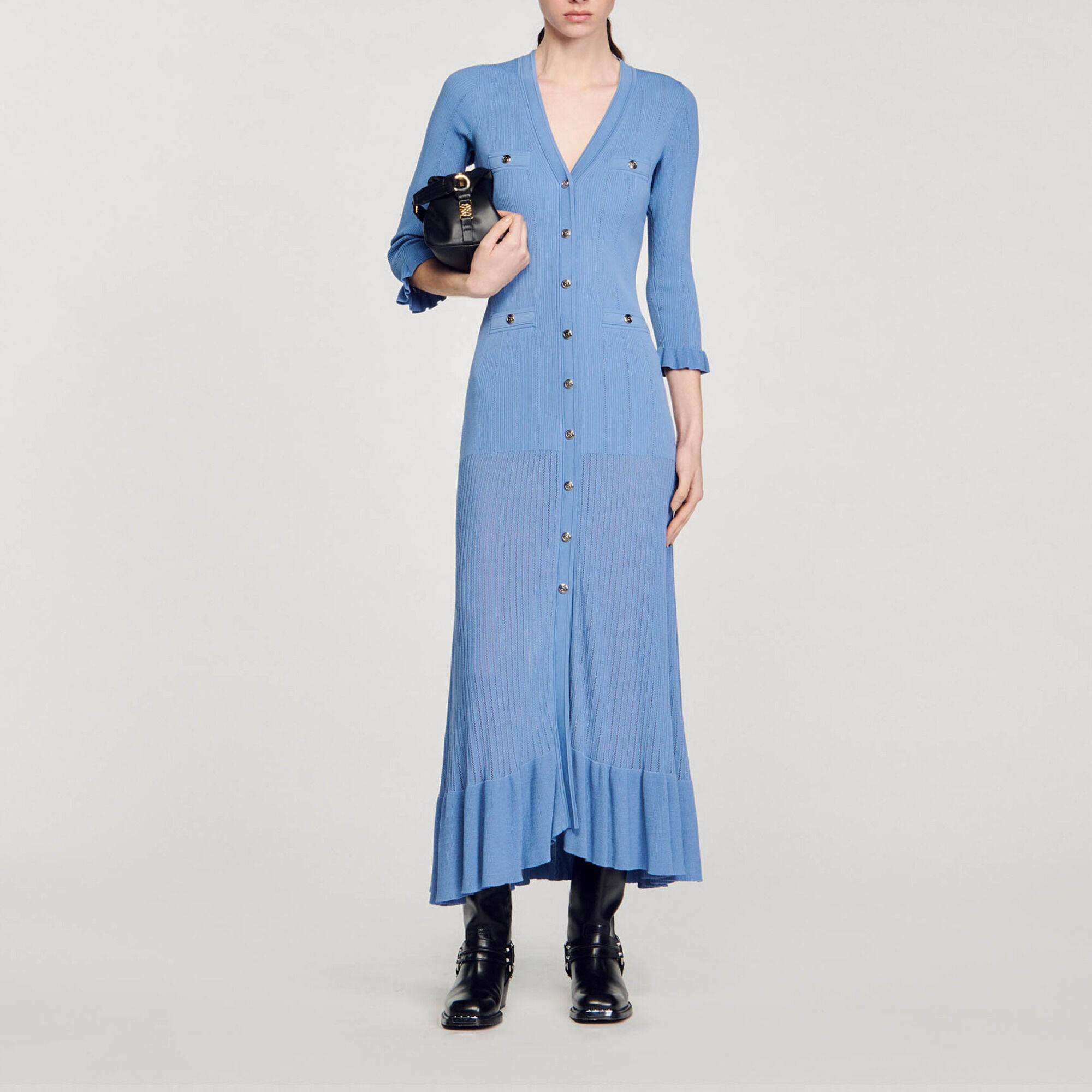 Lange tricot jurk