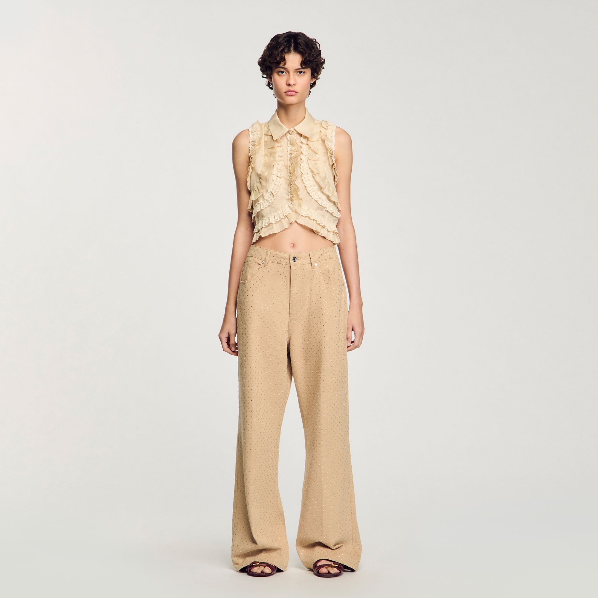 Overhemdblouse kort met volants