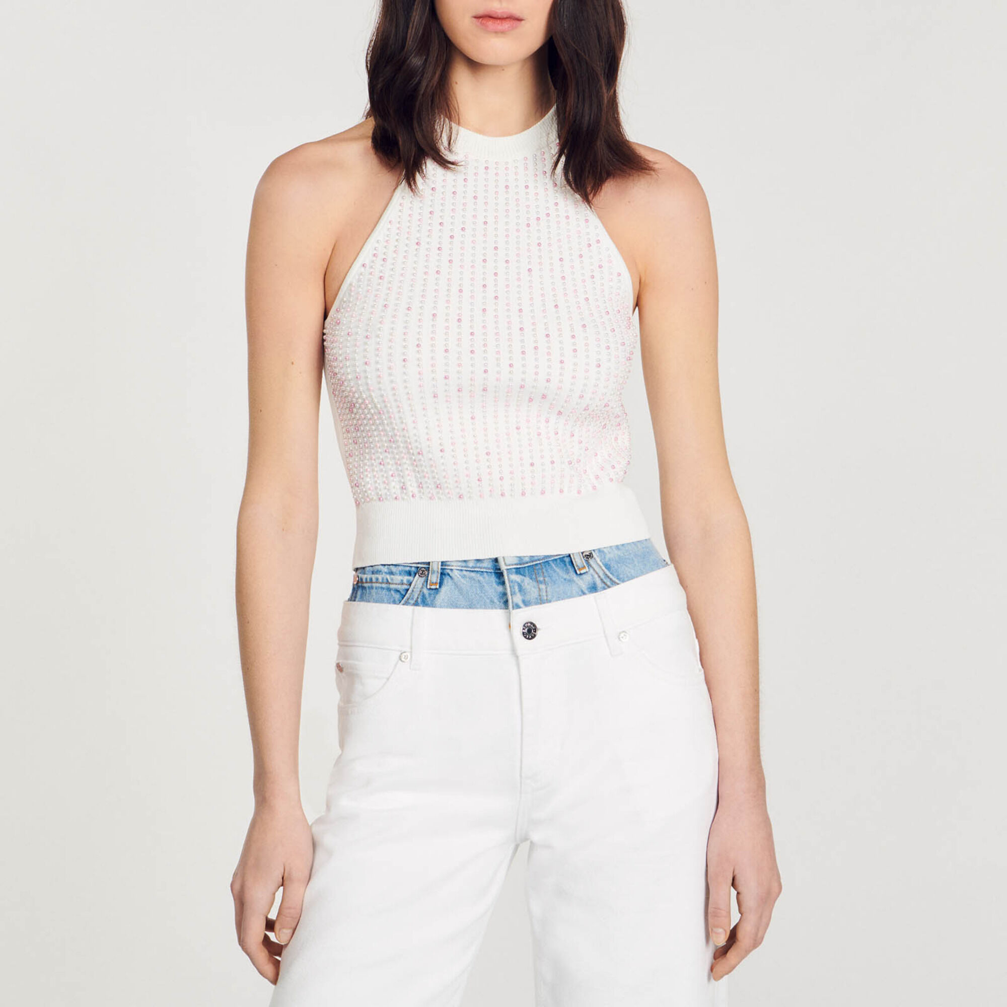 Gebreide top met parels