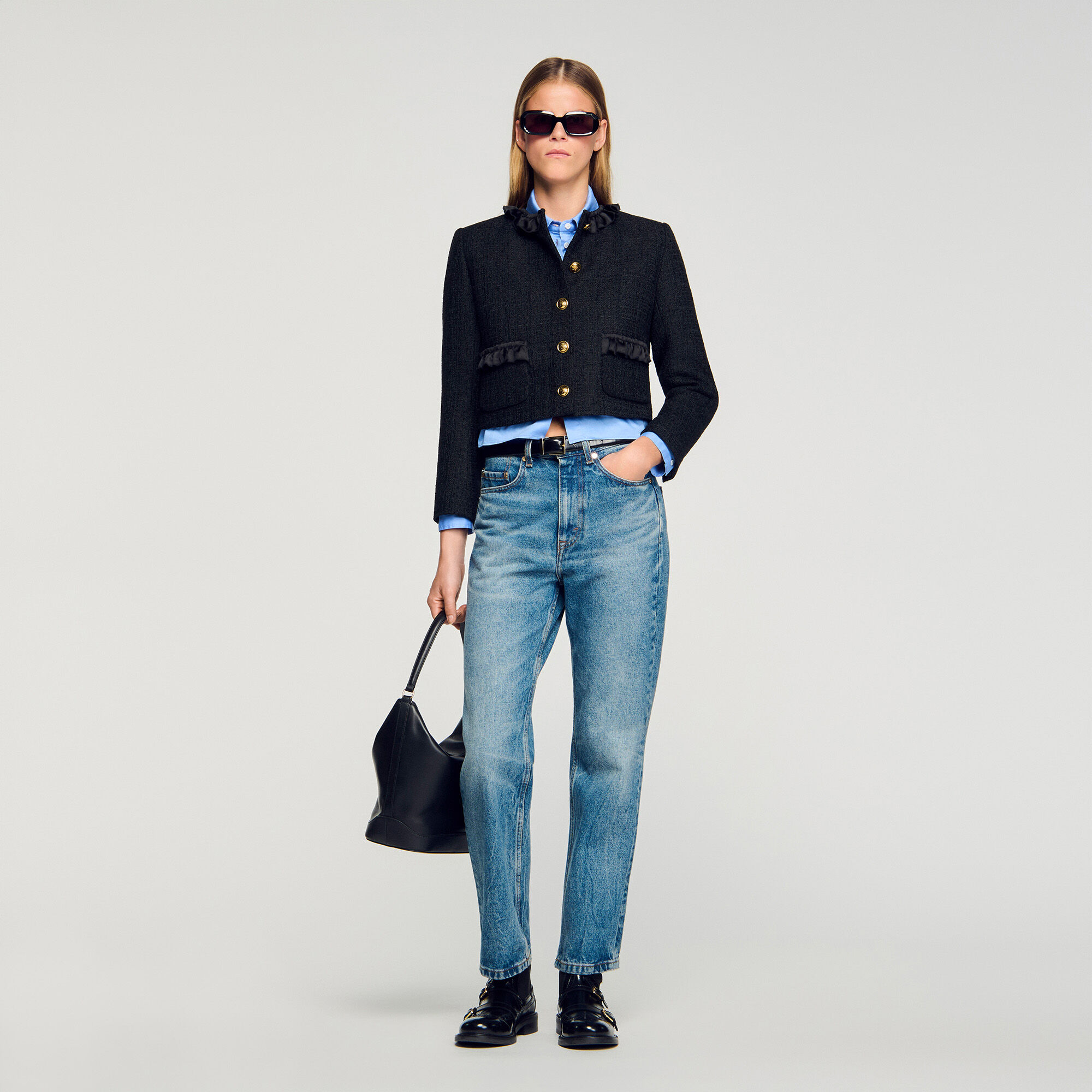 Tweed jasje met ruches
