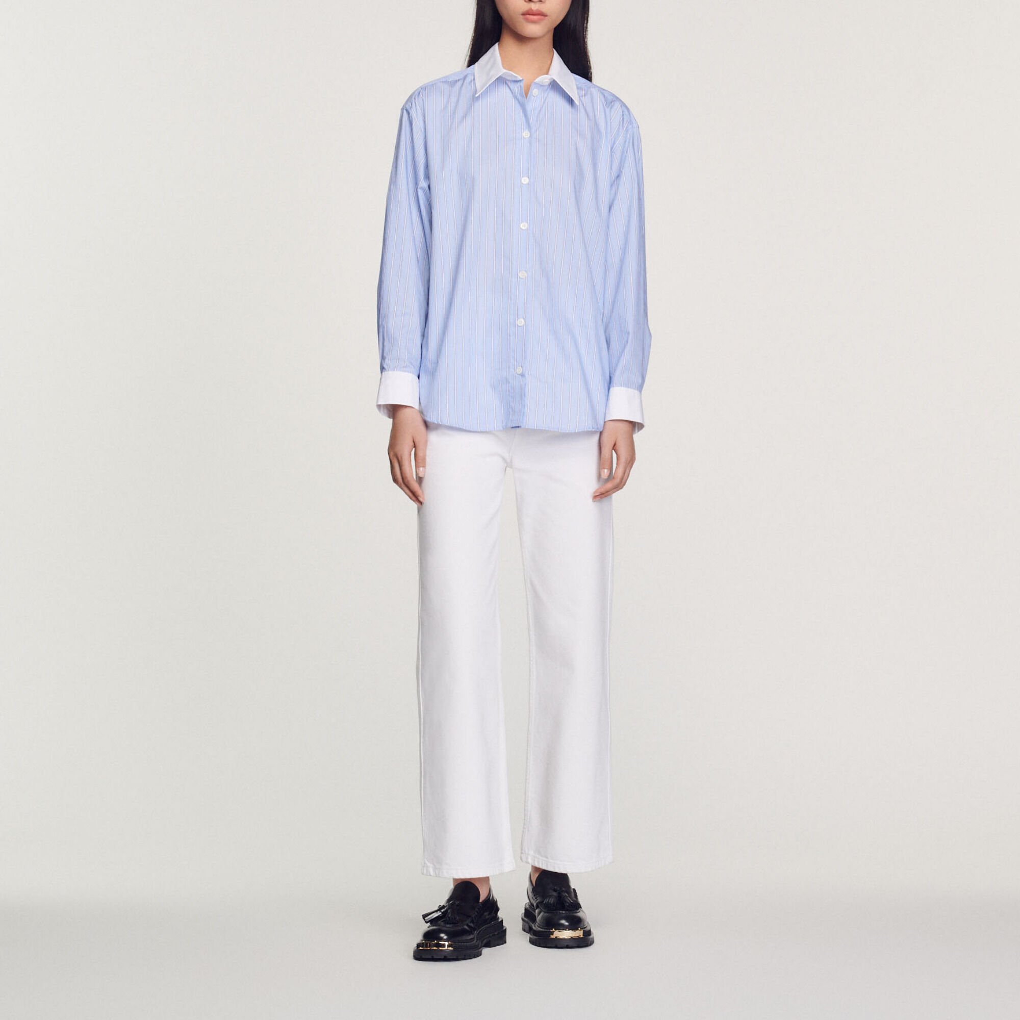 Katoenen overhemdblouse gestreept