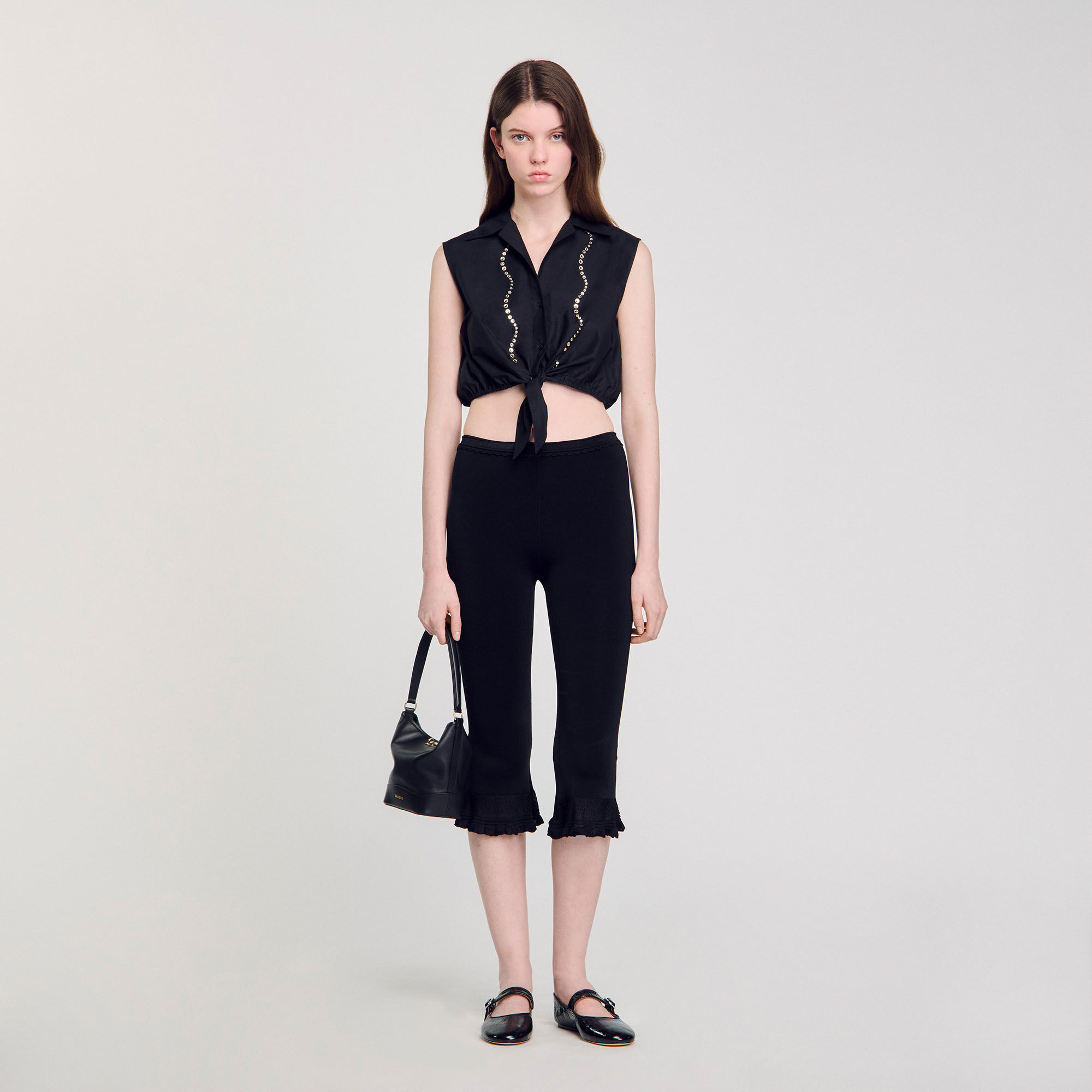 Overhemdblouse kort met stras