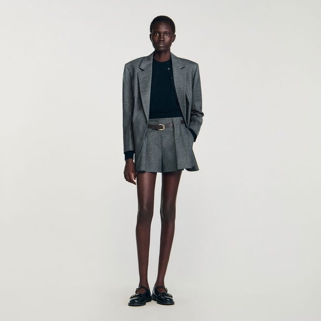 Geplooide short met ceintuur