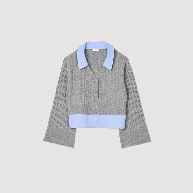 Cardigan vest afneembare overhemdkraag