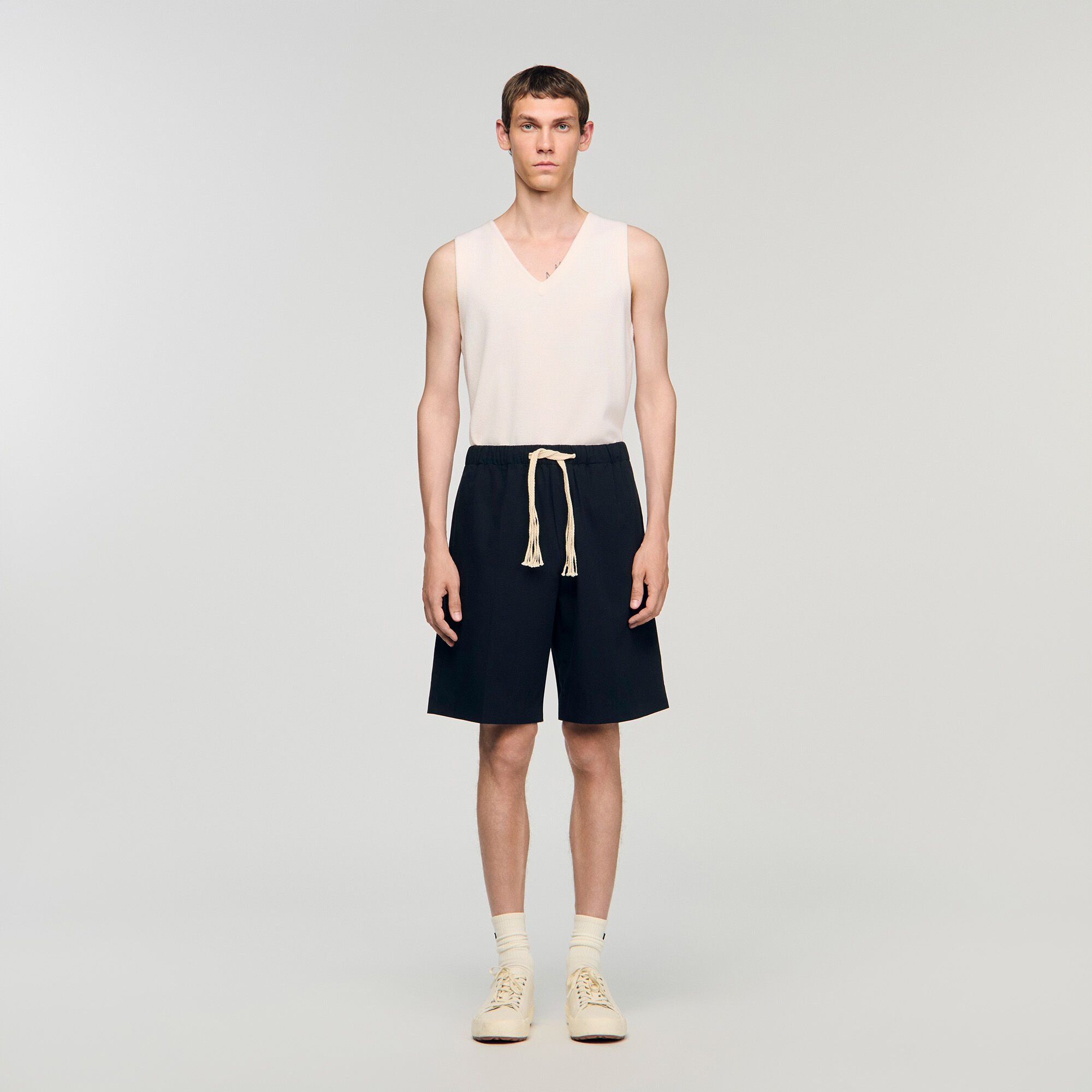 Katoenen short met elastische taille