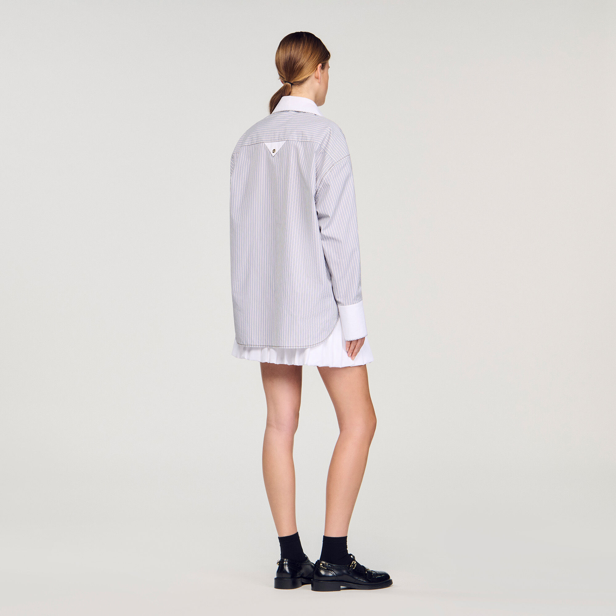 Overhemdblouse oversized gestreept