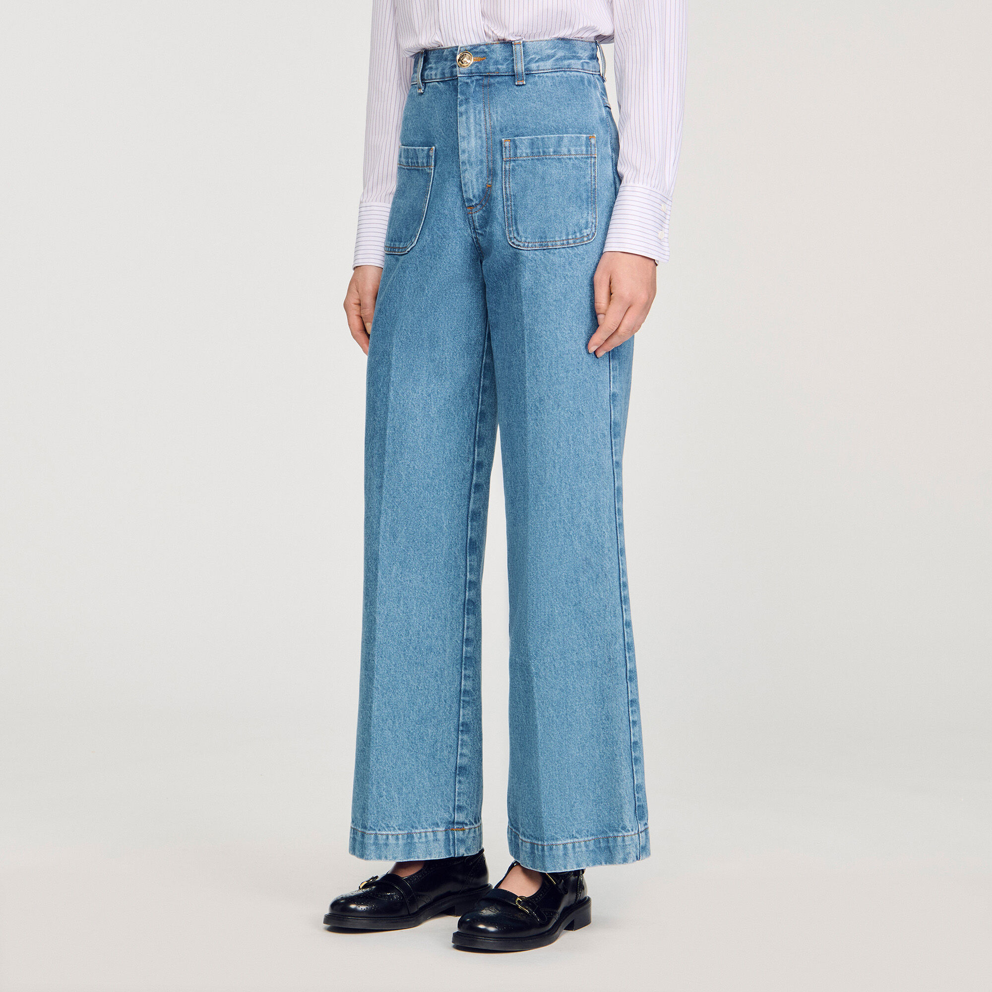 Jeans wijd met hoge taille