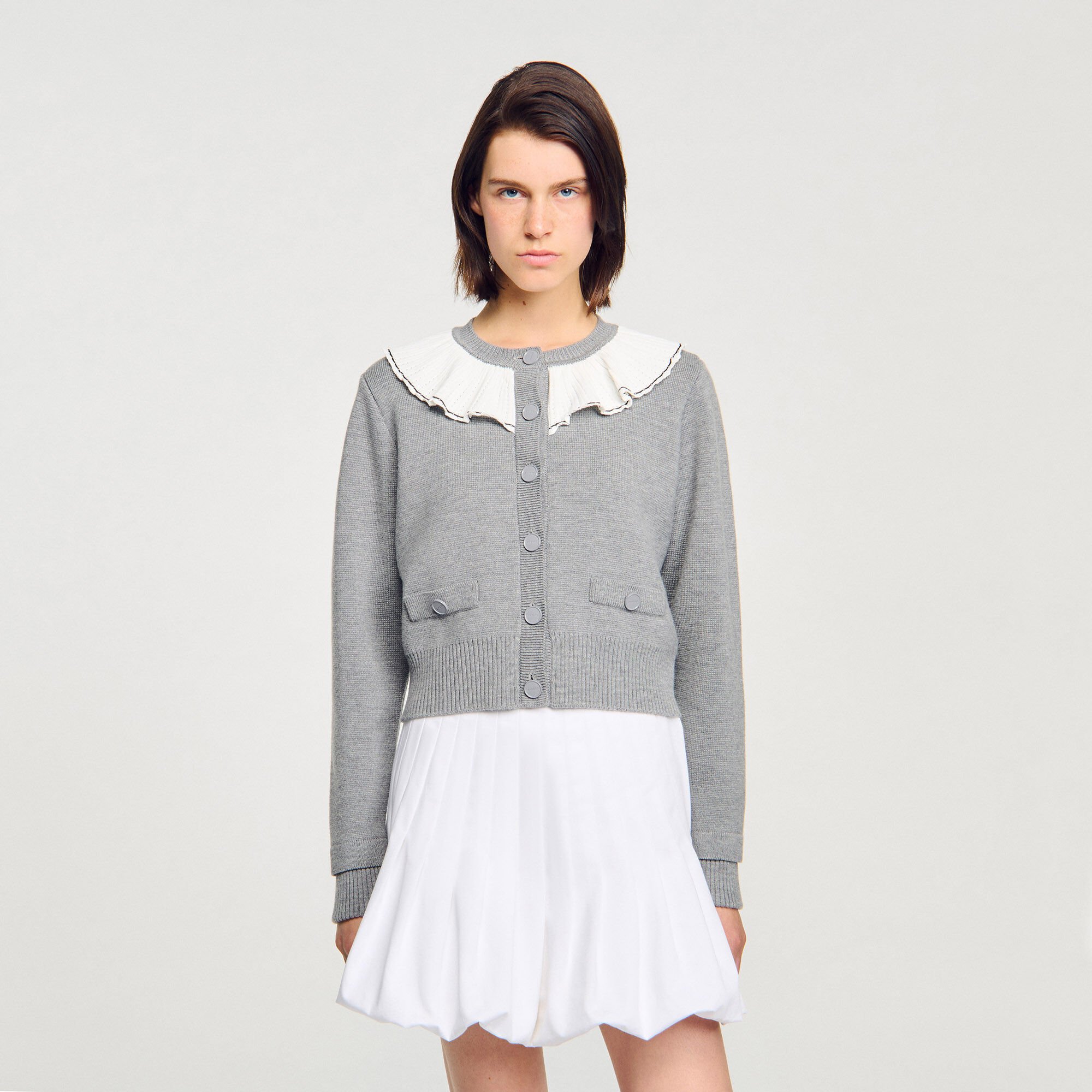 Cardigan vest contrasterende kraag