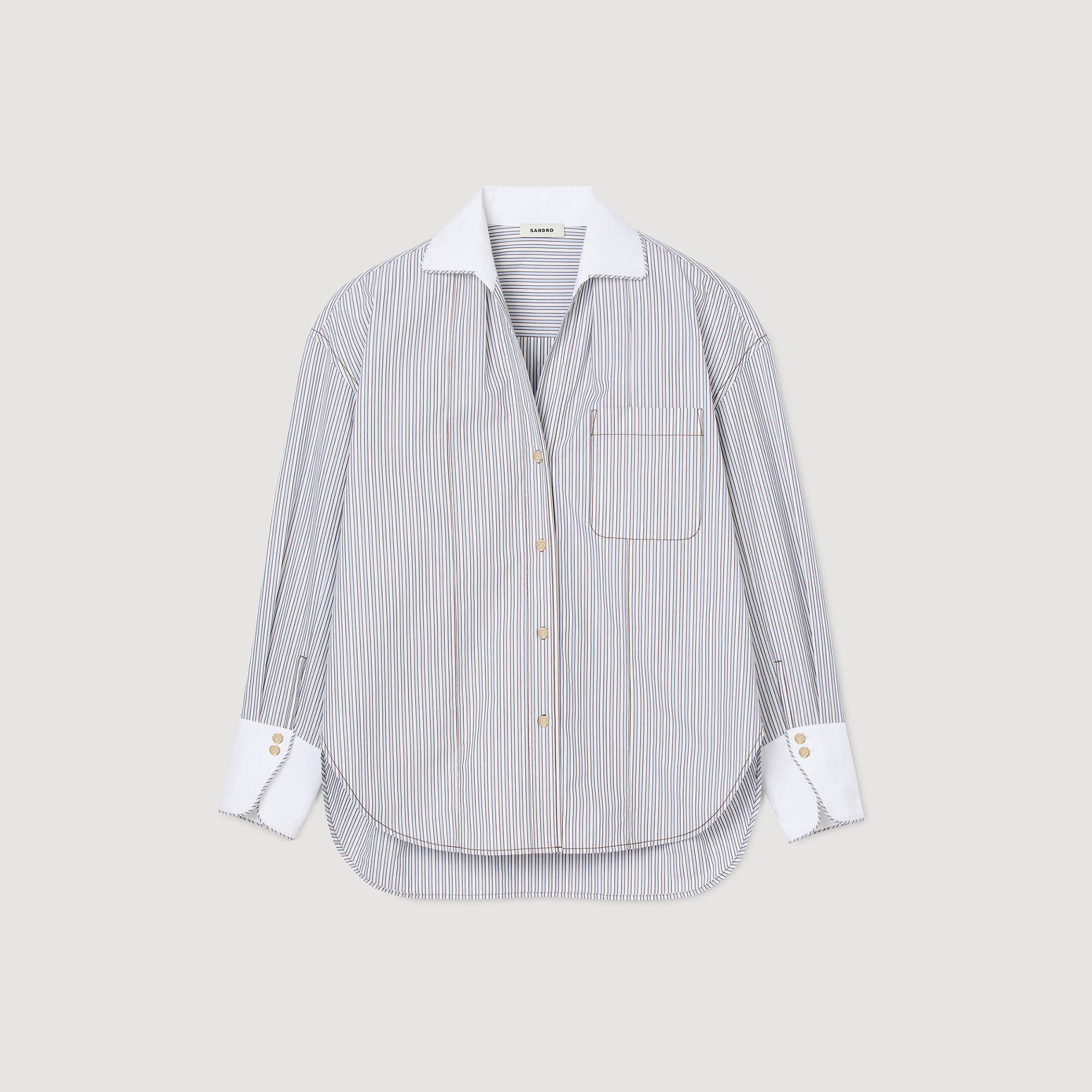 Overhemdblouse oversized gestreept