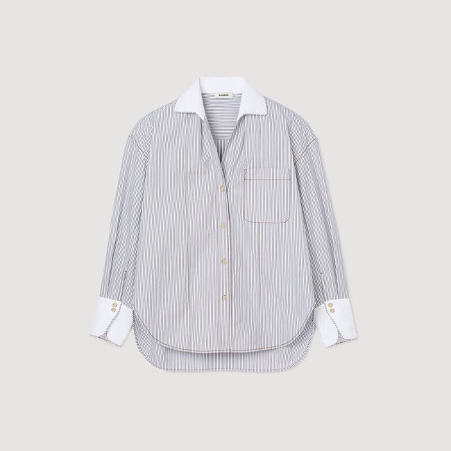 Overhemdblouse oversized gestreept