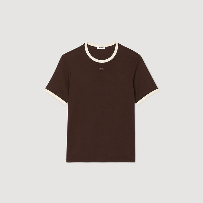 T-shirt tweekleurig met patch
