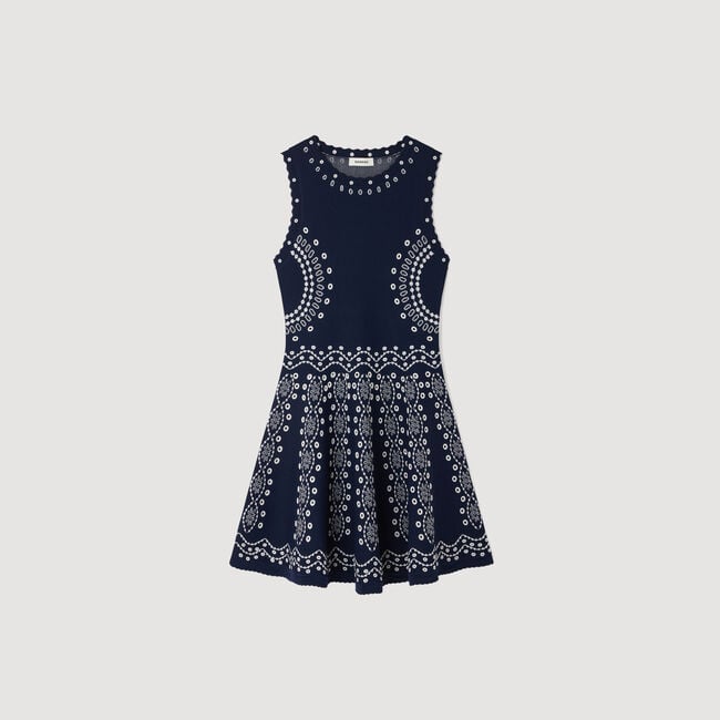 Korte jurk tricot sjaalprint