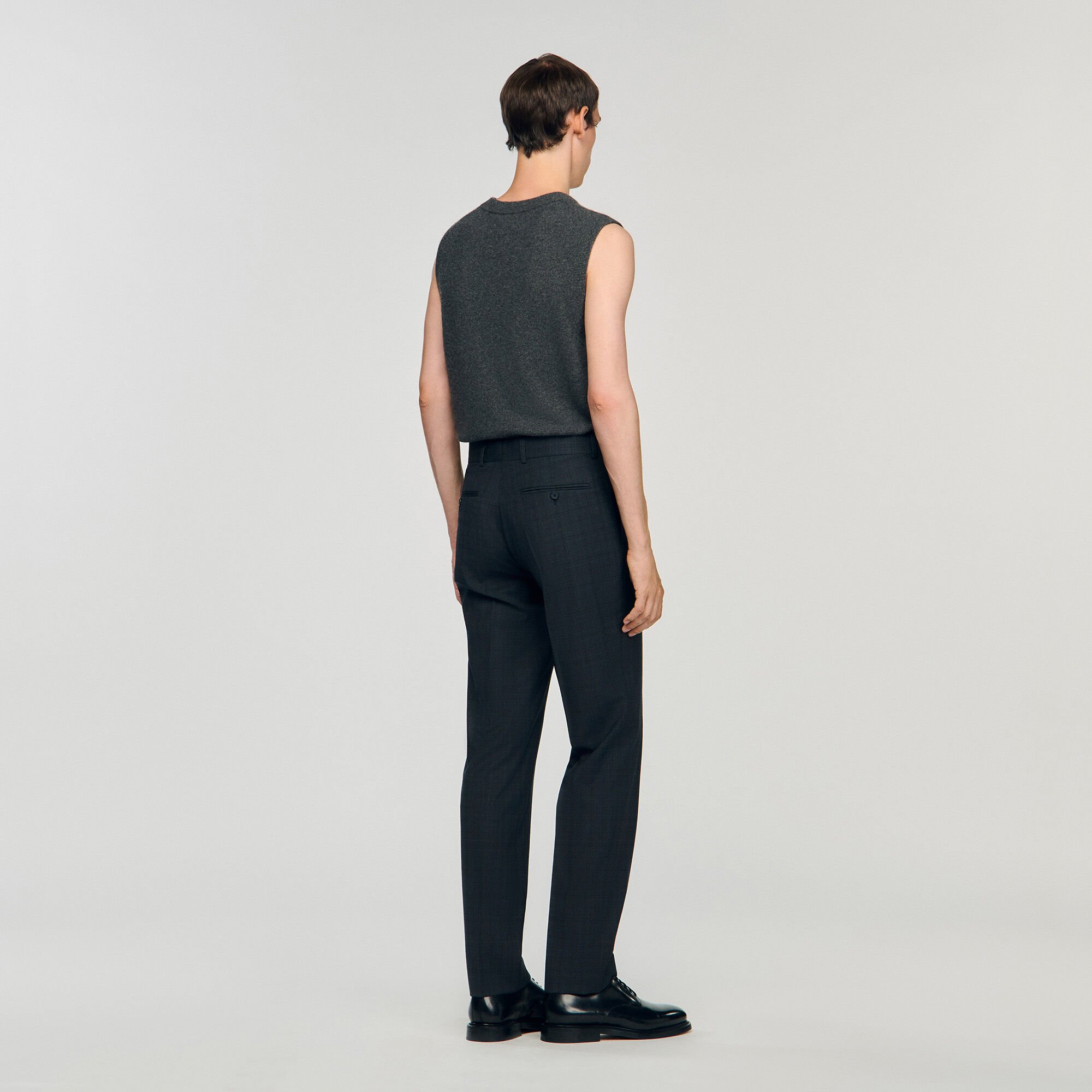 Geruite wollen pantalon