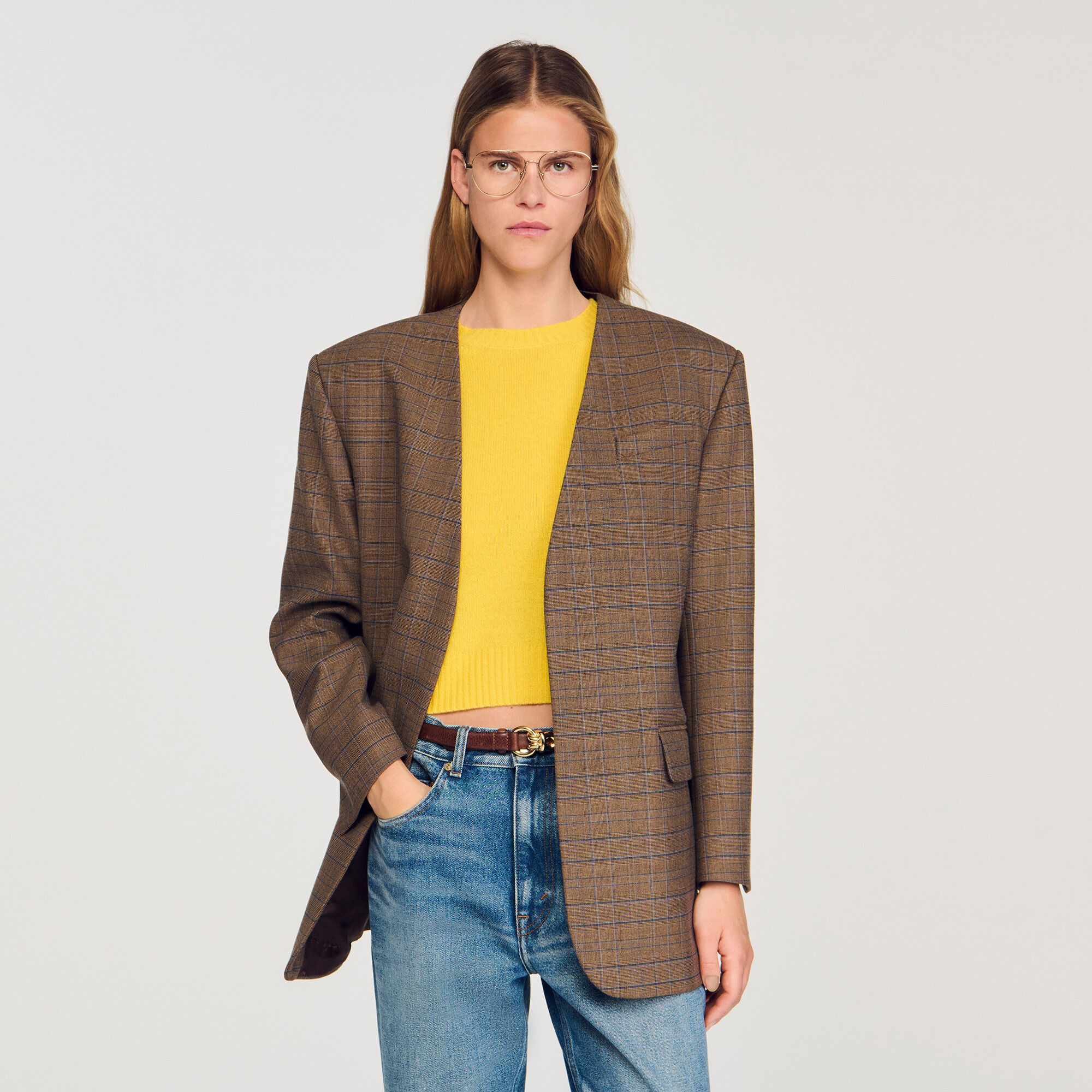 Oversized geruit jasje