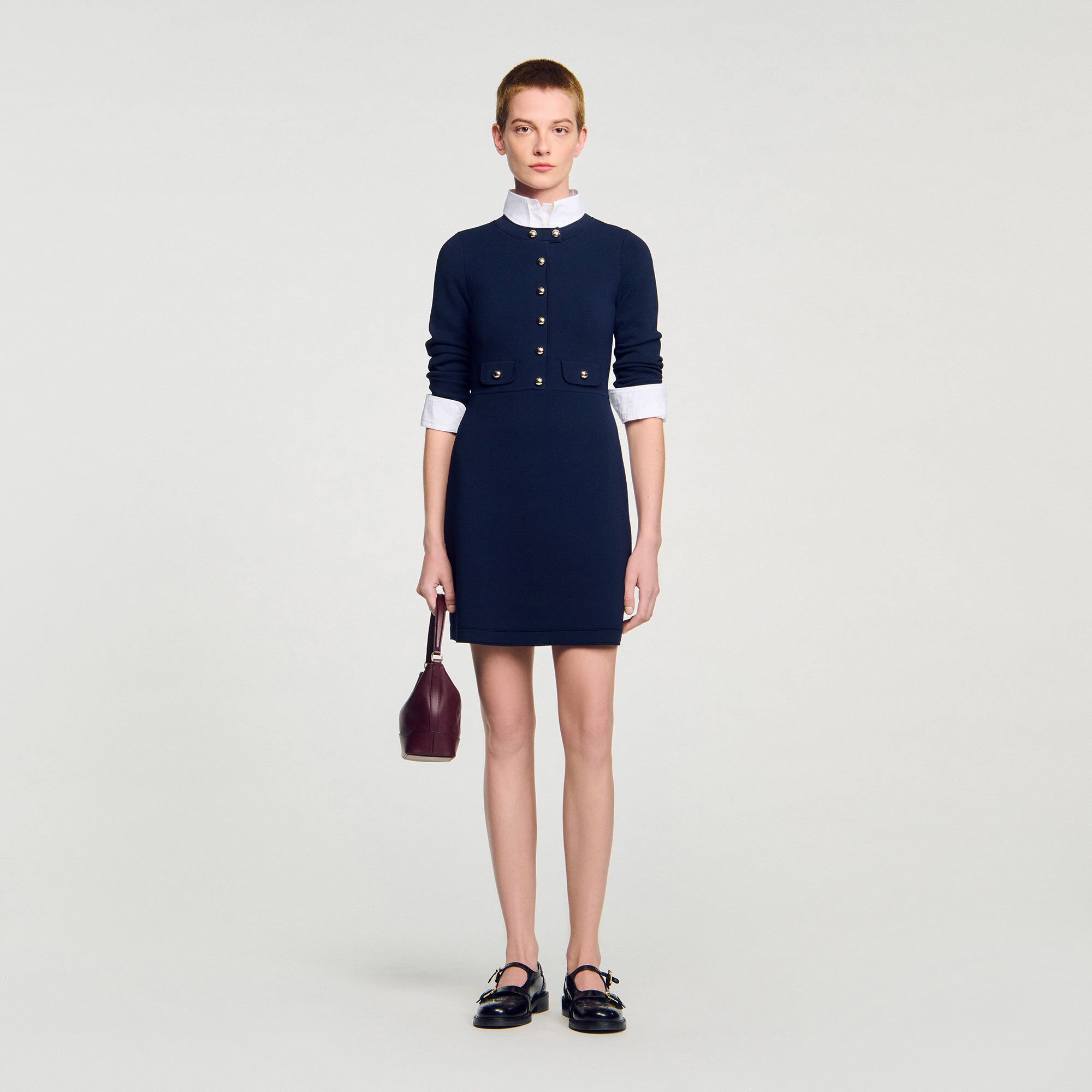 Korte jurk tricot knoopsluiting